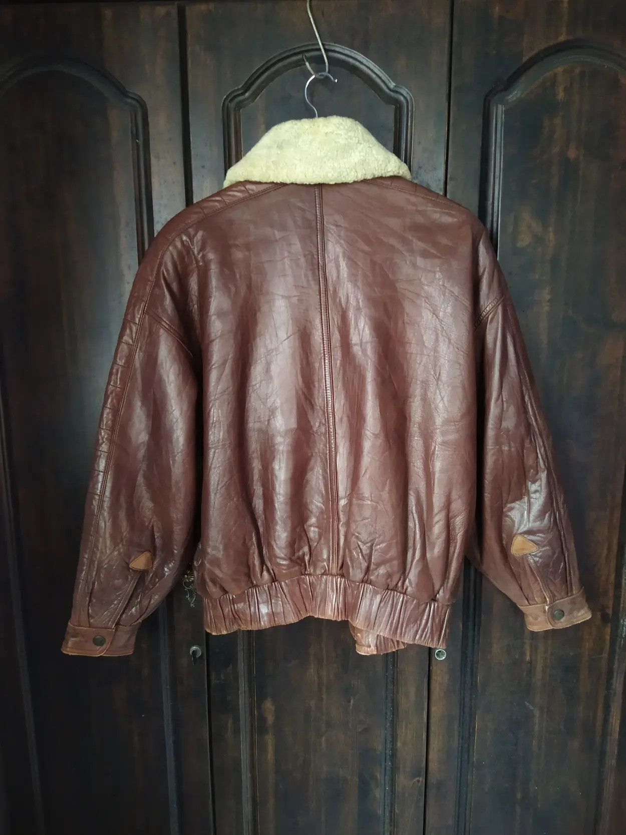 Vintage Vintage Munper Spain Shearling Collar Leather Bomber Jacket Size US XL / EU 56 / 4 - 2 Thumbnail