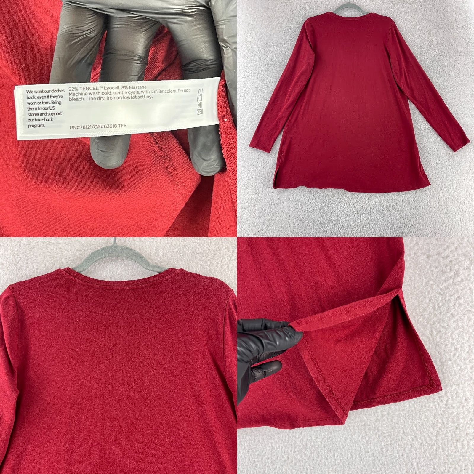 Eileen Fisher Eileen Fisher Tunic Shirt Womens Small Red Long Sleeve Tencel Lyocell Stretch Size S / US 4 / IT 40 - 8 Thumbnail