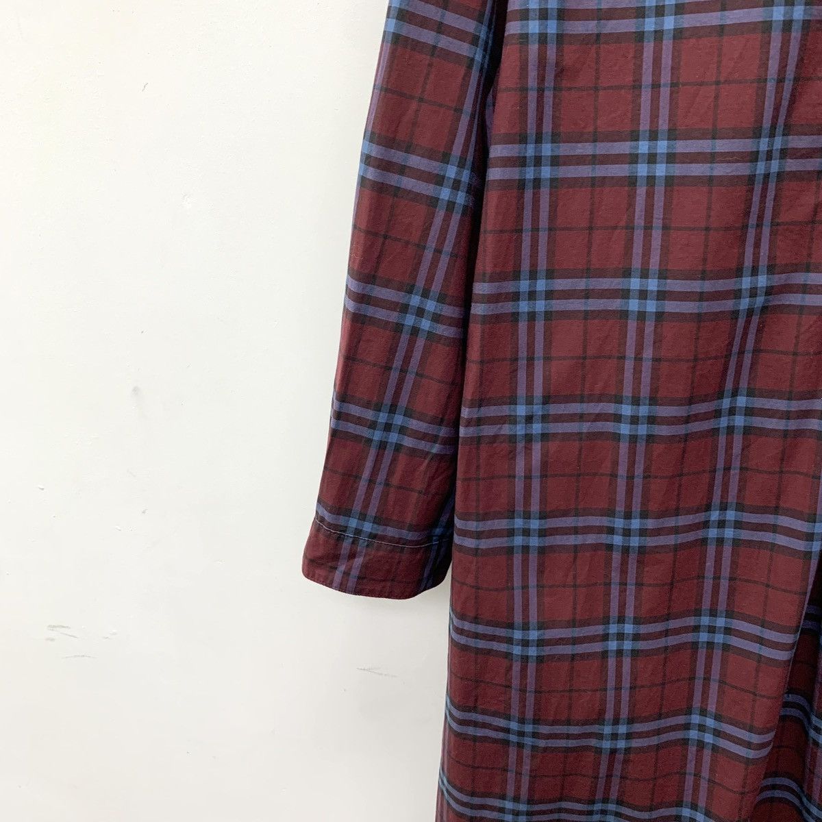 Burberry Burberry Deep Red Check Lapel Long-sleeve Shirt Dress K26WX Size M / US 6-8 / IT 42-44 - 4 Thumbnail