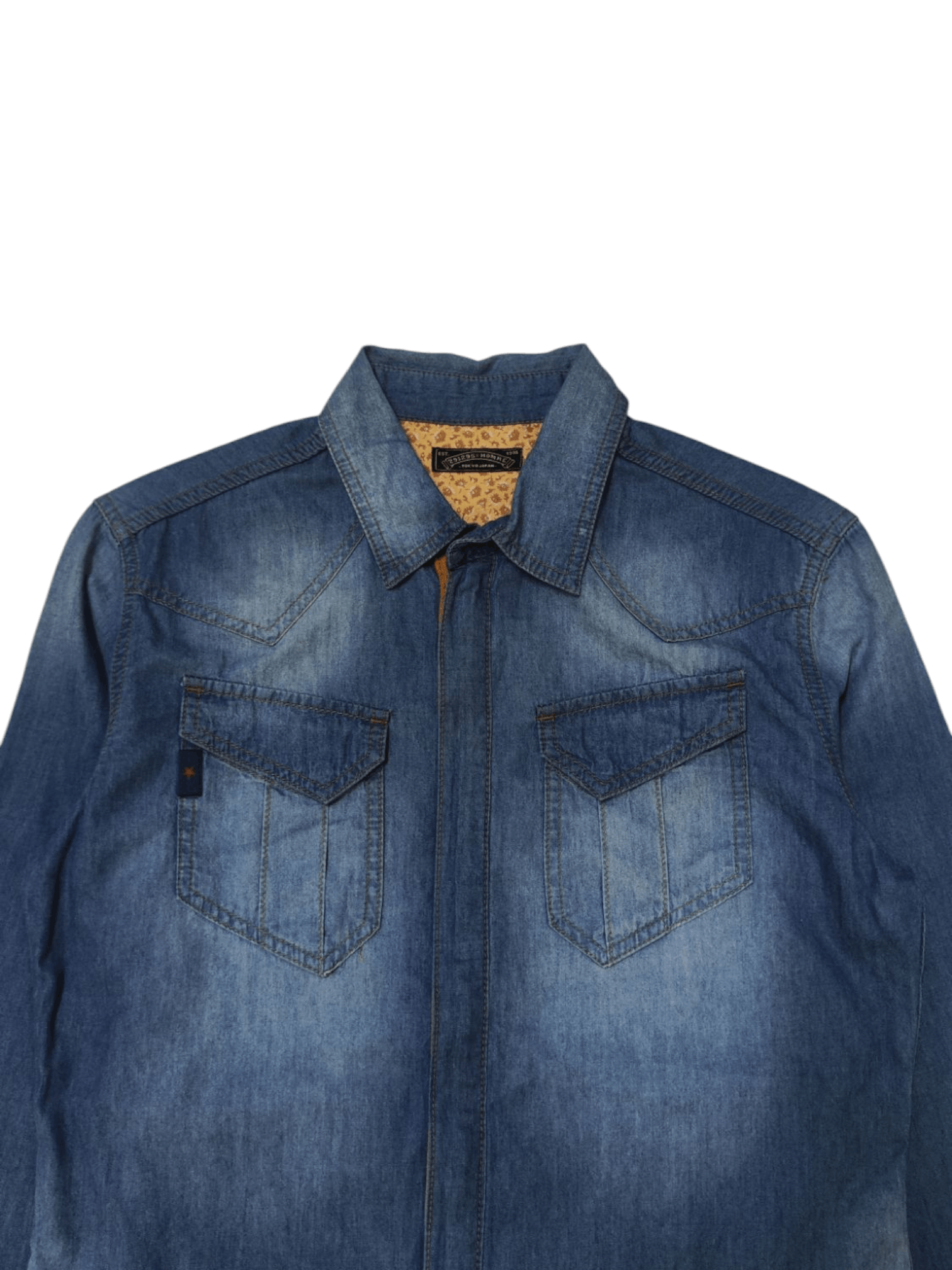 20471120 × If Six Was Nine 291295=HOMME Zip-Up Denim Shirt Size M / US 6-8 / IT 42-44 - 2 Thumbnail