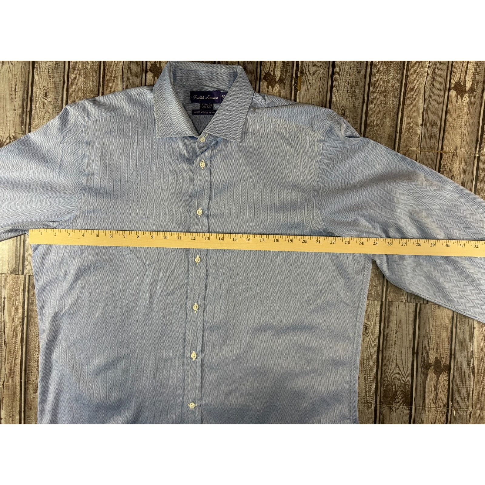 Ralph Lauren Ralph Lauren Purple Label Shirt 16.5 color Blue Herringbone Size US XXL / EU 58 / 5 - 3 Thumbnail