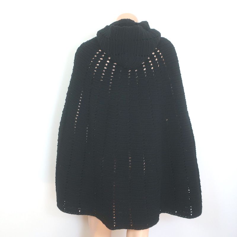 Saint Laurent Paris Saint Laurent Crocheted Cape Black Virgin Wool Size Large Size US L / EU 52-54 / 3 - 4 Thumbnail