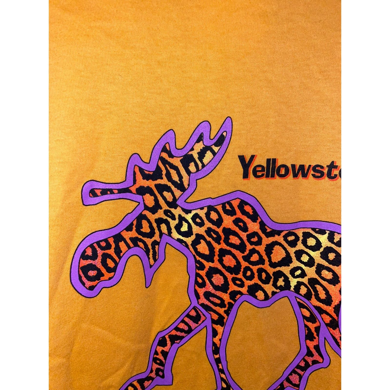 Jerzees 90s Yellowstone Park Moose Orange Animal Shirt 1990s Large Size US L / EU 52-54 / 3 - 3 Thumbnail