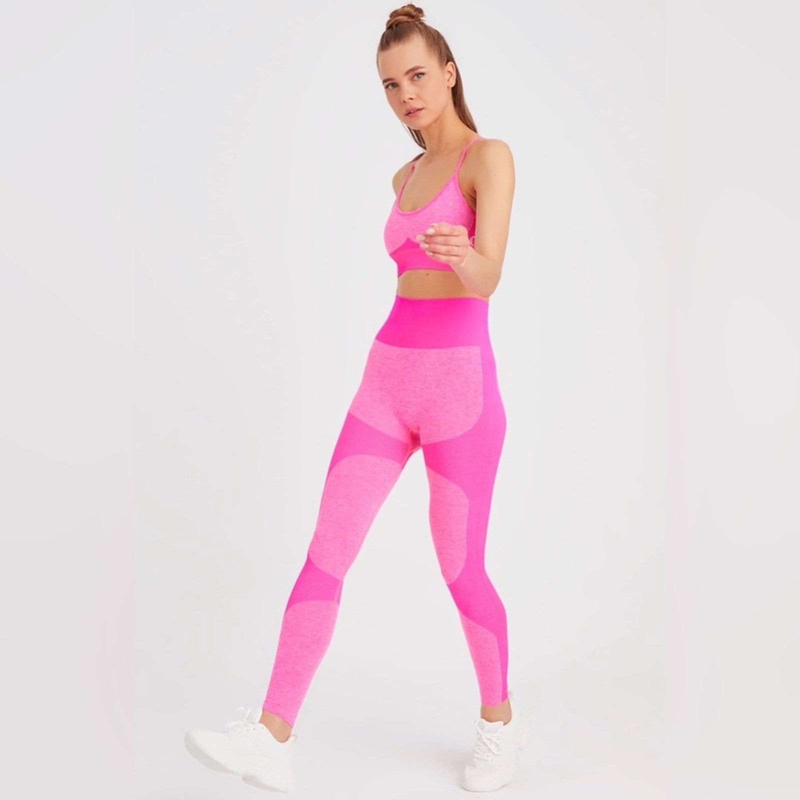 Other Seamless Yoga Pilates Gym Activewear Pink Activewear Set S Size 27" / US 4 / IT 40 - 3 Thumbnail