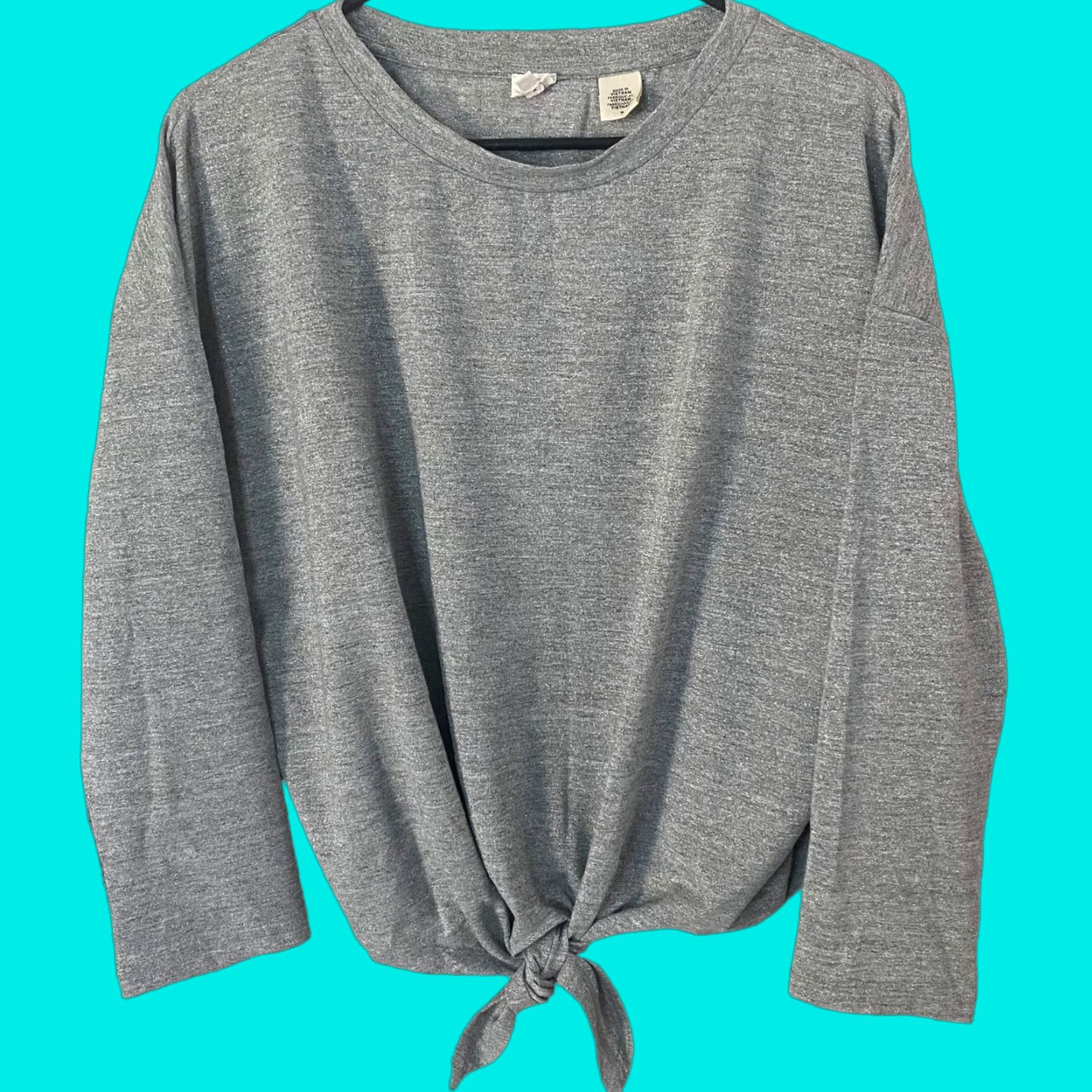 Levi's Levi's Greta Dolman Tie-Front Gray Metallic Long-Sleeve T-Shirt Womens Medium Size M / US 6-8 / IT 42-44 - 1 Thumbnail