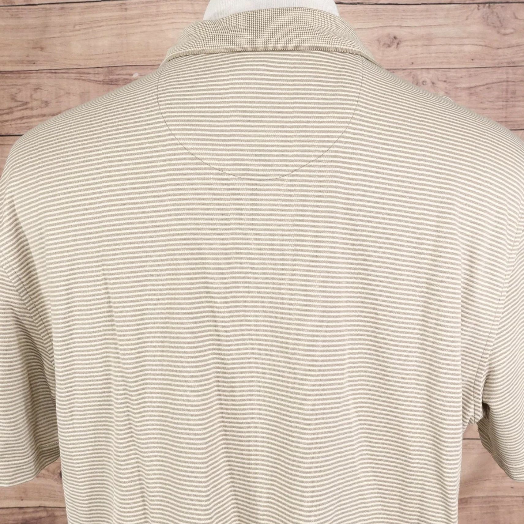 Van Heusen Van Heusen Polo Shirt Mens Large Beige White Striped Short Sleeve Modal Blend Size US L / EU 52-54 / 3 - 5 Thumbnail