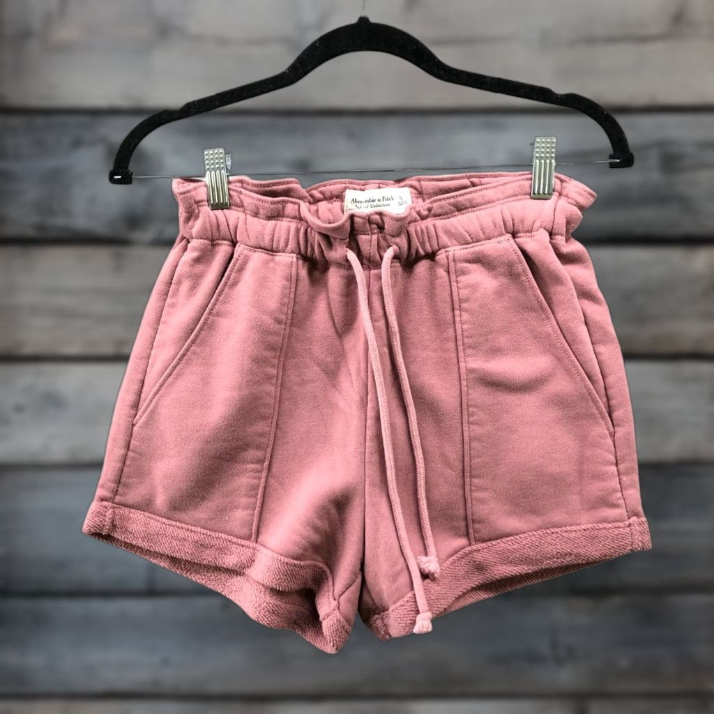 Abercrombie & Fitch Abercrombie & Fitch Pink Sweat Shorts Womens S High Rise Drawstring Casual Summer Fleece Size 28" / US 6 / IT 42 - 1 Thumbnail