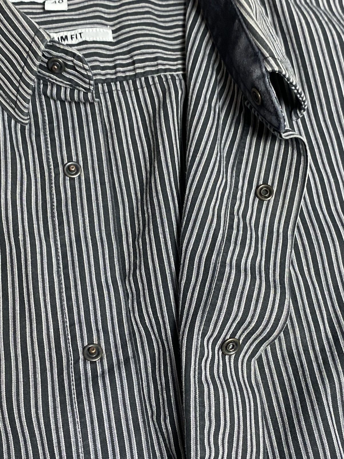 Thierry Mugler Vintage Thierry Mugler Striped Slim Snap Button Shirt Sz 40 Size US M / EU 48-50 / 2 - 9 Thumbnail