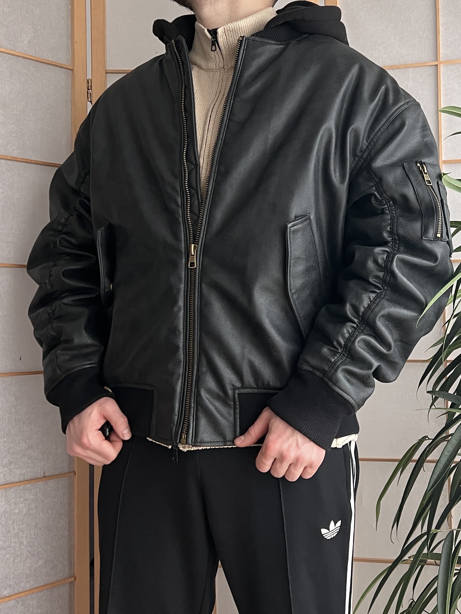 Hysteric Glamour MA-1 leather bomber jacket y2k baggy opium boxy flyer army Size US L / EU 52-54 / 3 - 8 Thumbnail
