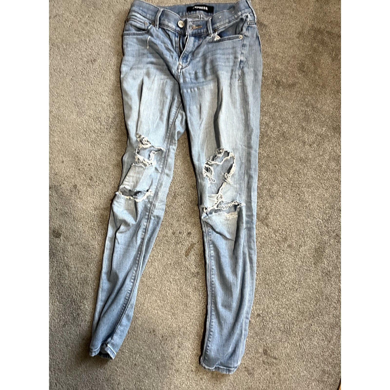 Express Express Jeans Mid Rise 2R Blue Denim Cotton Legging Jean Women's Regular Fit 29in Inseam - 5-Pocket Style Stella Size 26" / US 2 / IT 38 - 3 Thumbnail