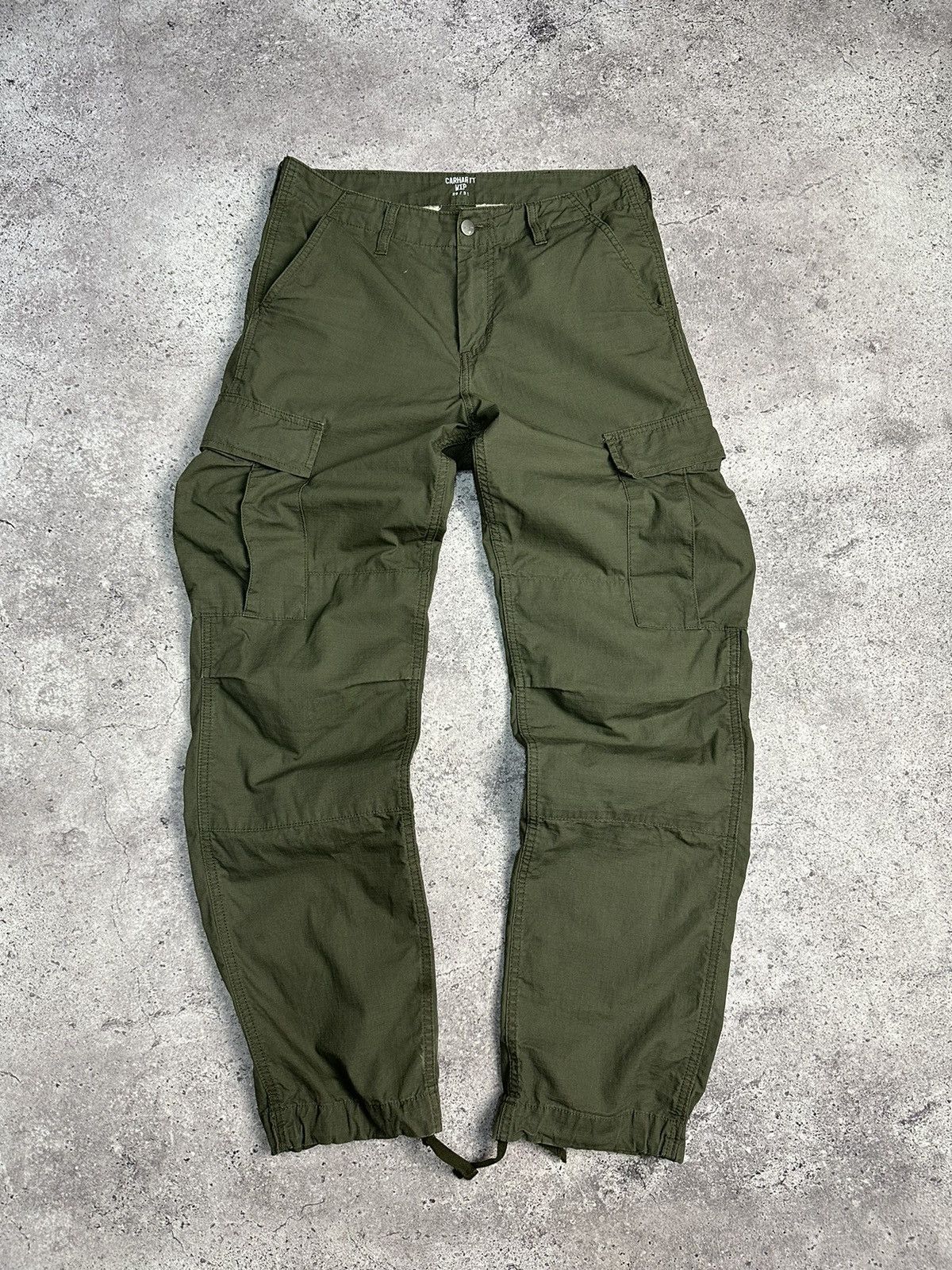 Carhartt × Vintage Vintage Carhartt Cargo Distressed Pants Faded Green Y2K Size US 30 / EU 46 - 2 Thumbnail