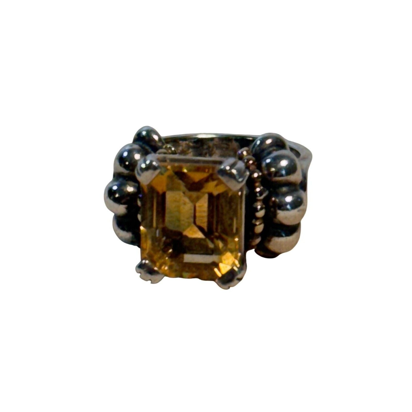 Other LAGOS CAVIAR Sterling Silver & 18K Gold Emerald Cut CITRINE Size ONE SIZE - 3 Thumbnail