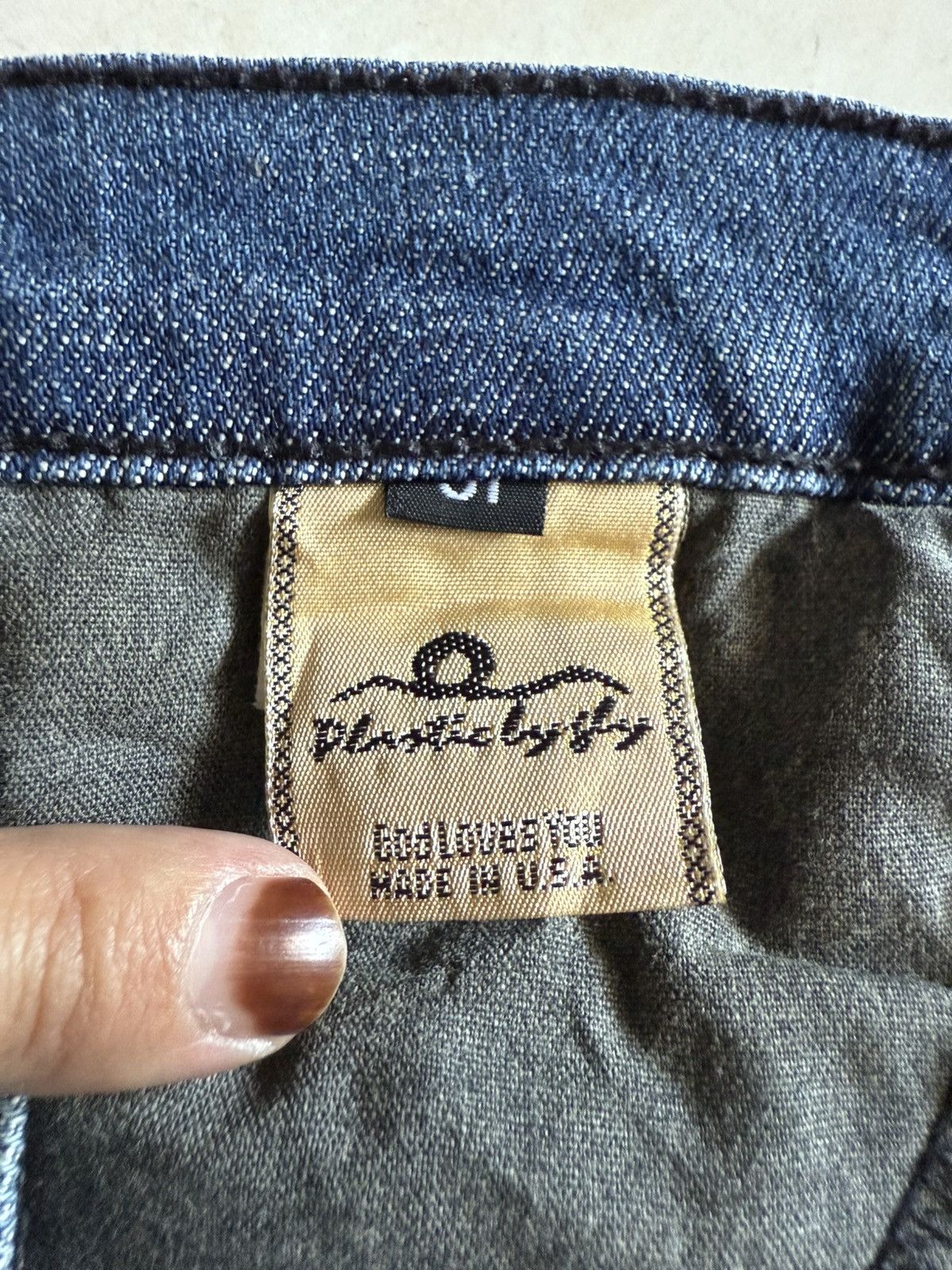 Tornado Mart Flared Jeans Plastic Boy Gly USA Made Nice Design Denim Size US 33 - 22 Thumbnail