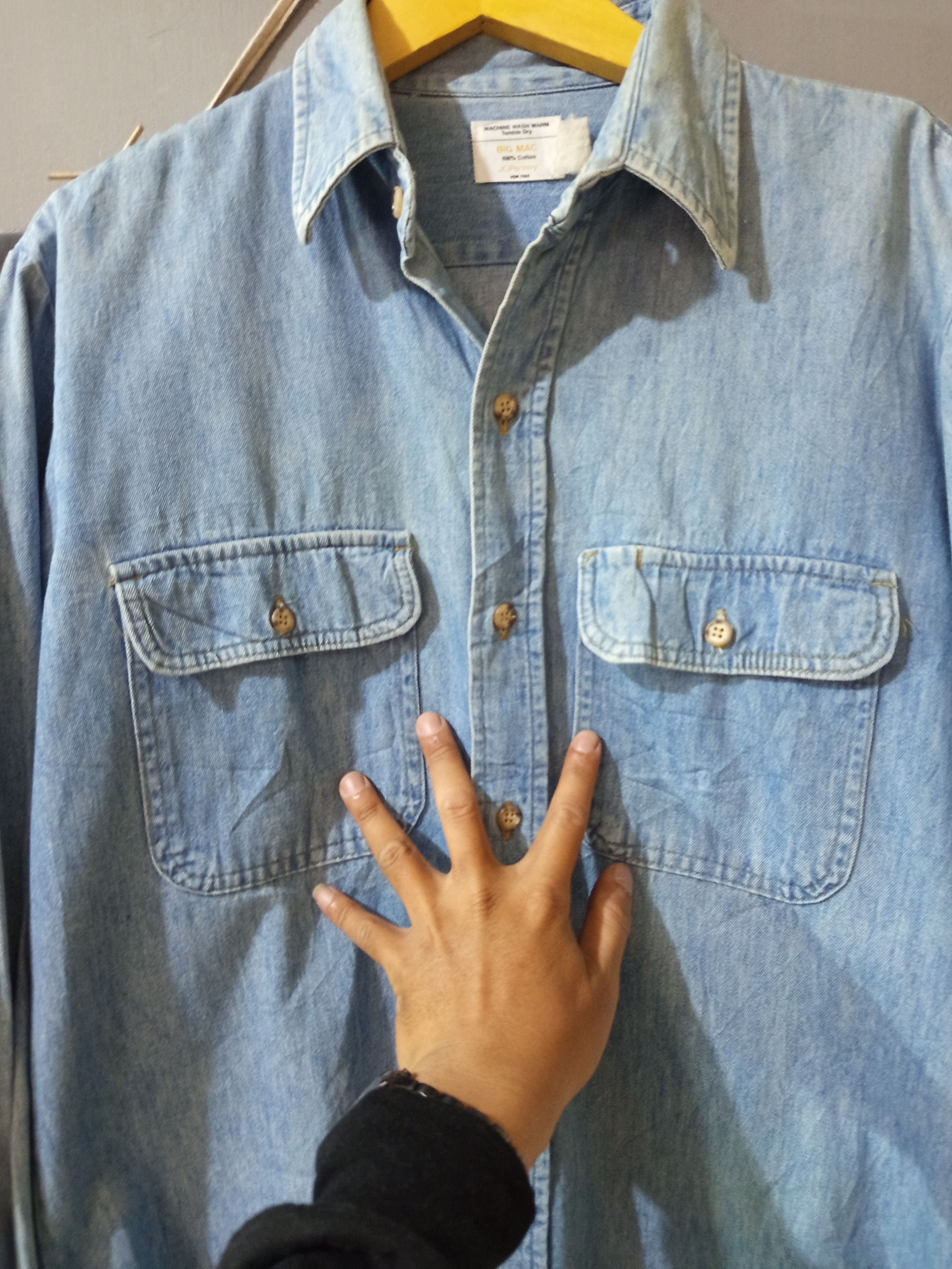 JCPenney 1970s BIG MAC Chambray Work Shirt Jc Penney Size US M / EU 48-50 / 2 - 2 Thumbnail