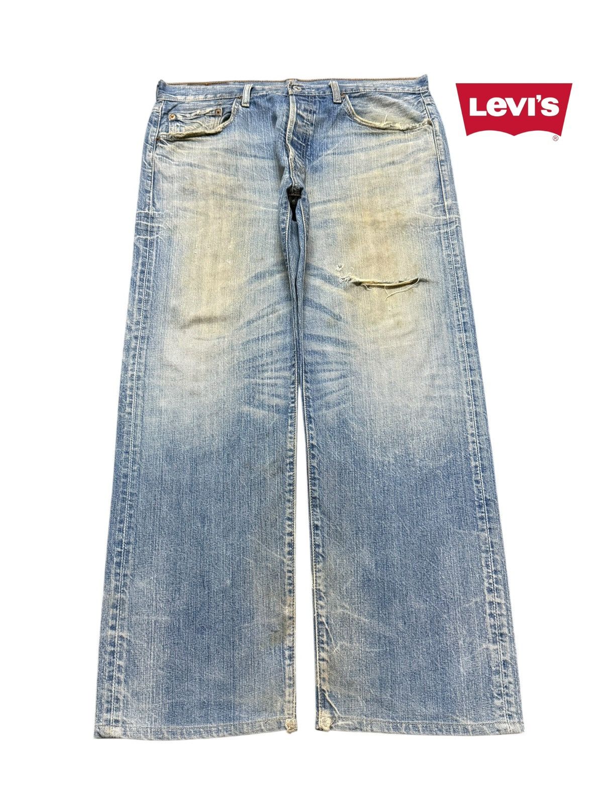 Levi's Vtg 90s Levis 501 Mud Wash Faded Whisker Wide Leg Straight Size US 36 / EU 52 - 1 Thumbnail