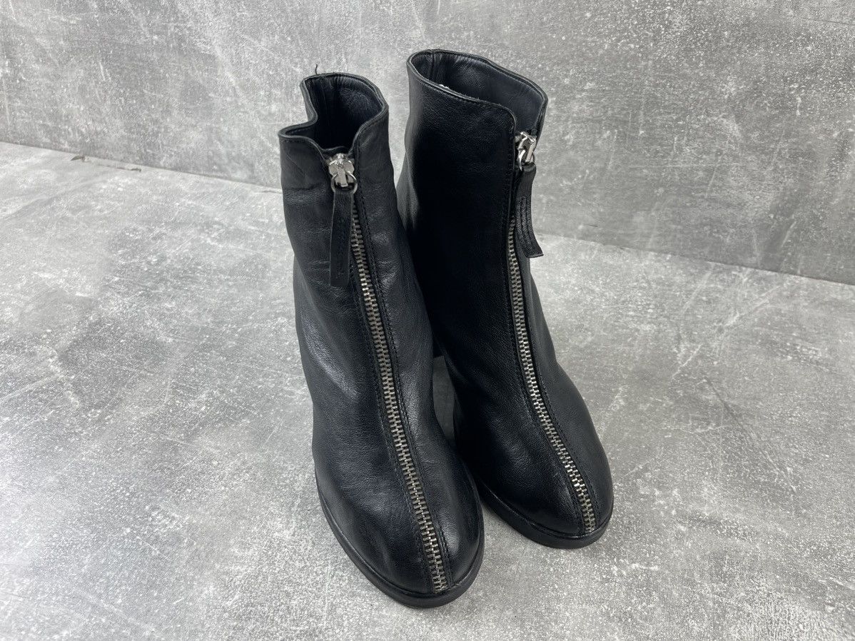靴 black boots opium archive Archive Avant Garde Opium Black Full Zip Heel Leather Boots