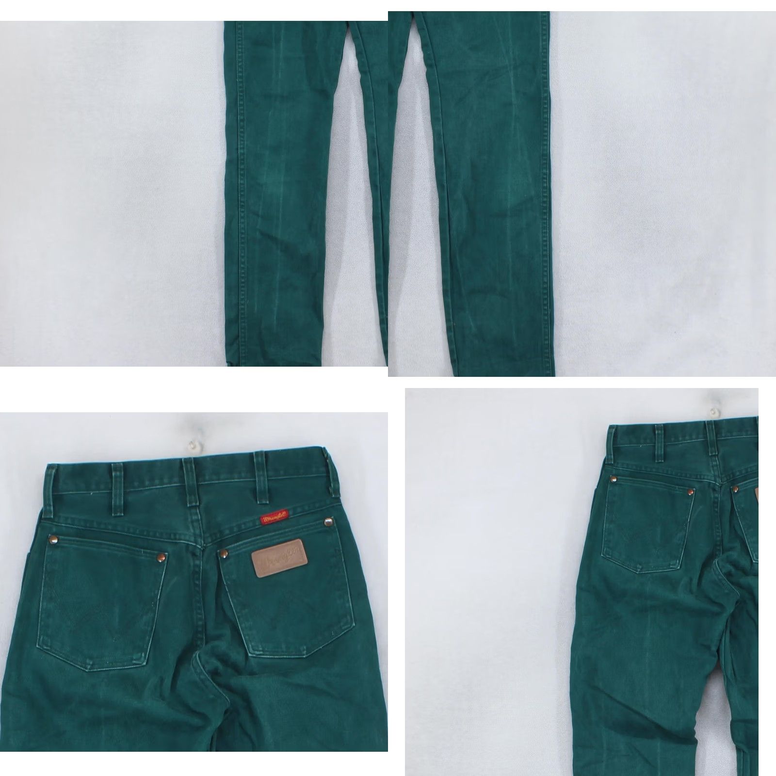 VINTAGE Wrangler Jeans Womens W27 L34 Green USA Made Zip Fly Denim High Waisted Jeans