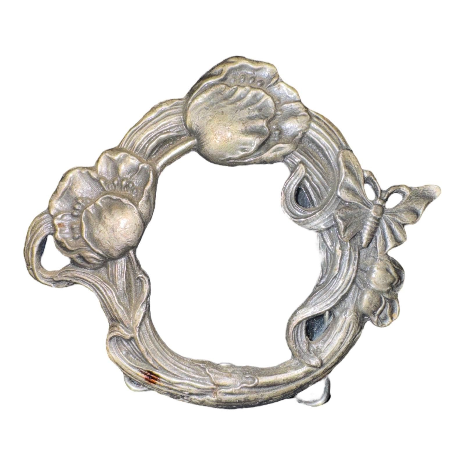 Unknown London Vintage Decorative Pewter Picture Frame w Floral and Inset Size ONE SIZE - 1 Thumbnail