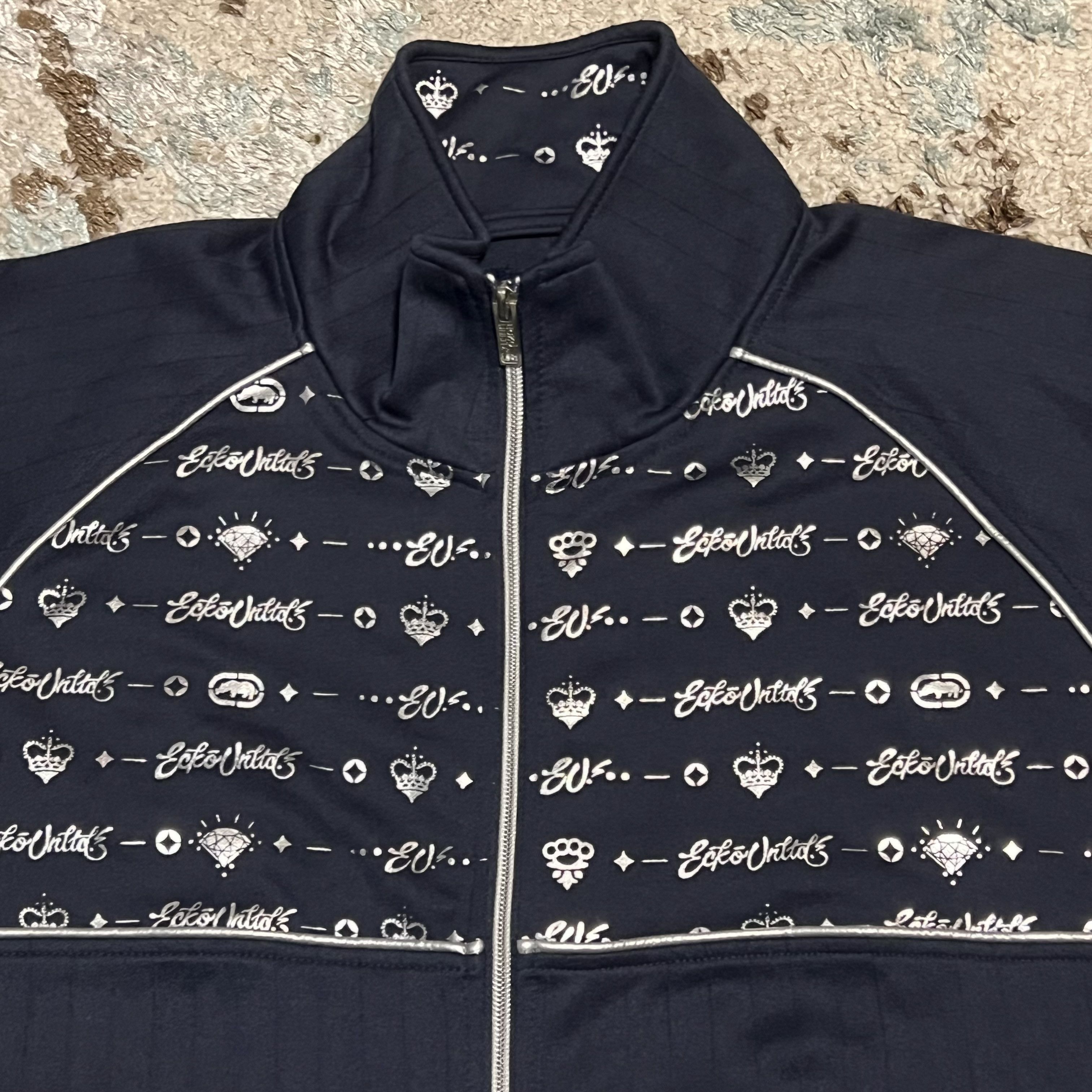Ecko Unltd. Ecko Unltd Pinstripe Track Jacket Size Large Navy/Silver Y2K Size US L / EU 52-54 / 3 - 3 Thumbnail