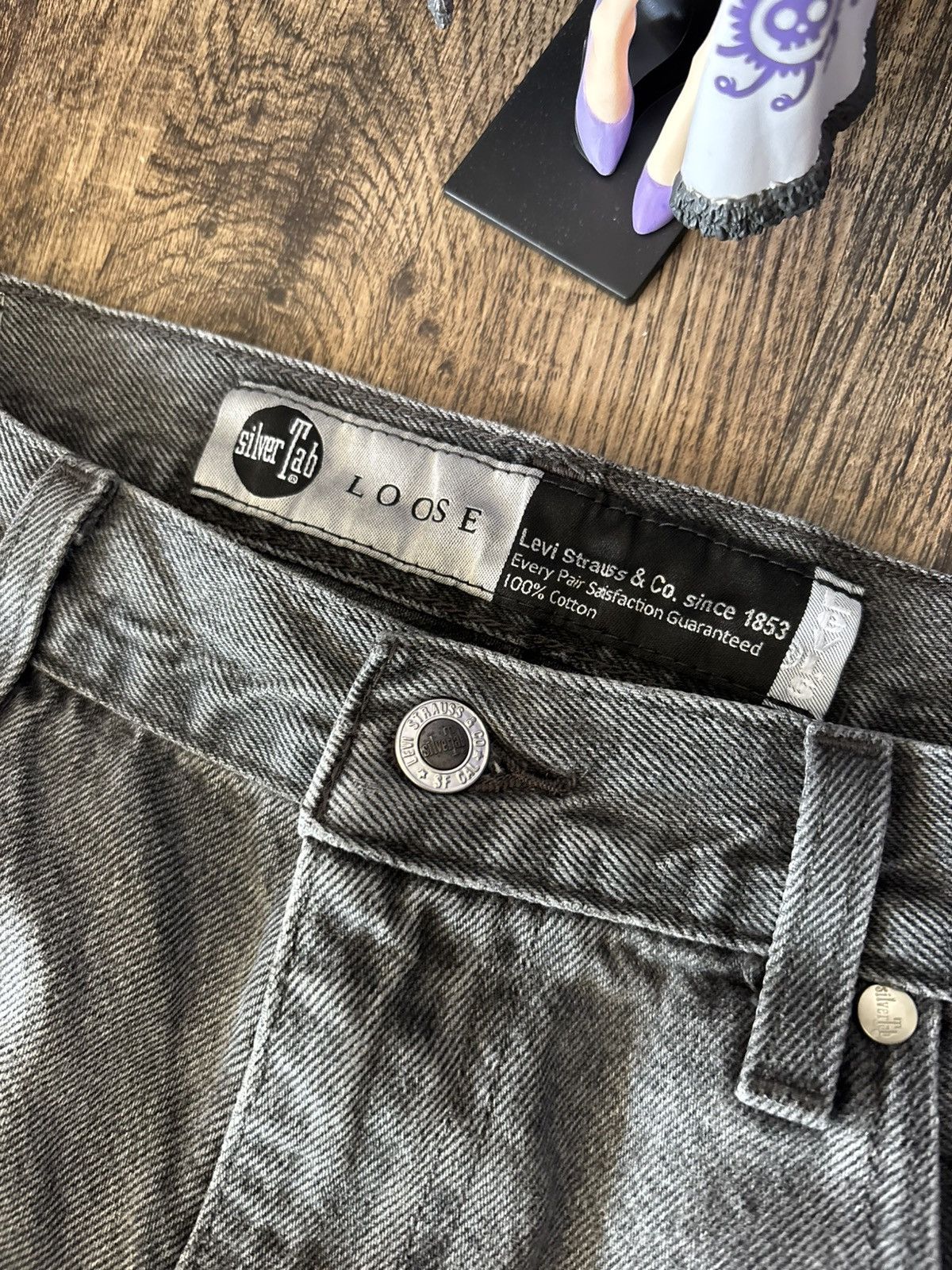 Levi's Vintage Clothing Y2k Levis Silver Tab 33x32 Loose Fit Black Denim Jeans Size US 33 - 9 Thumbnail