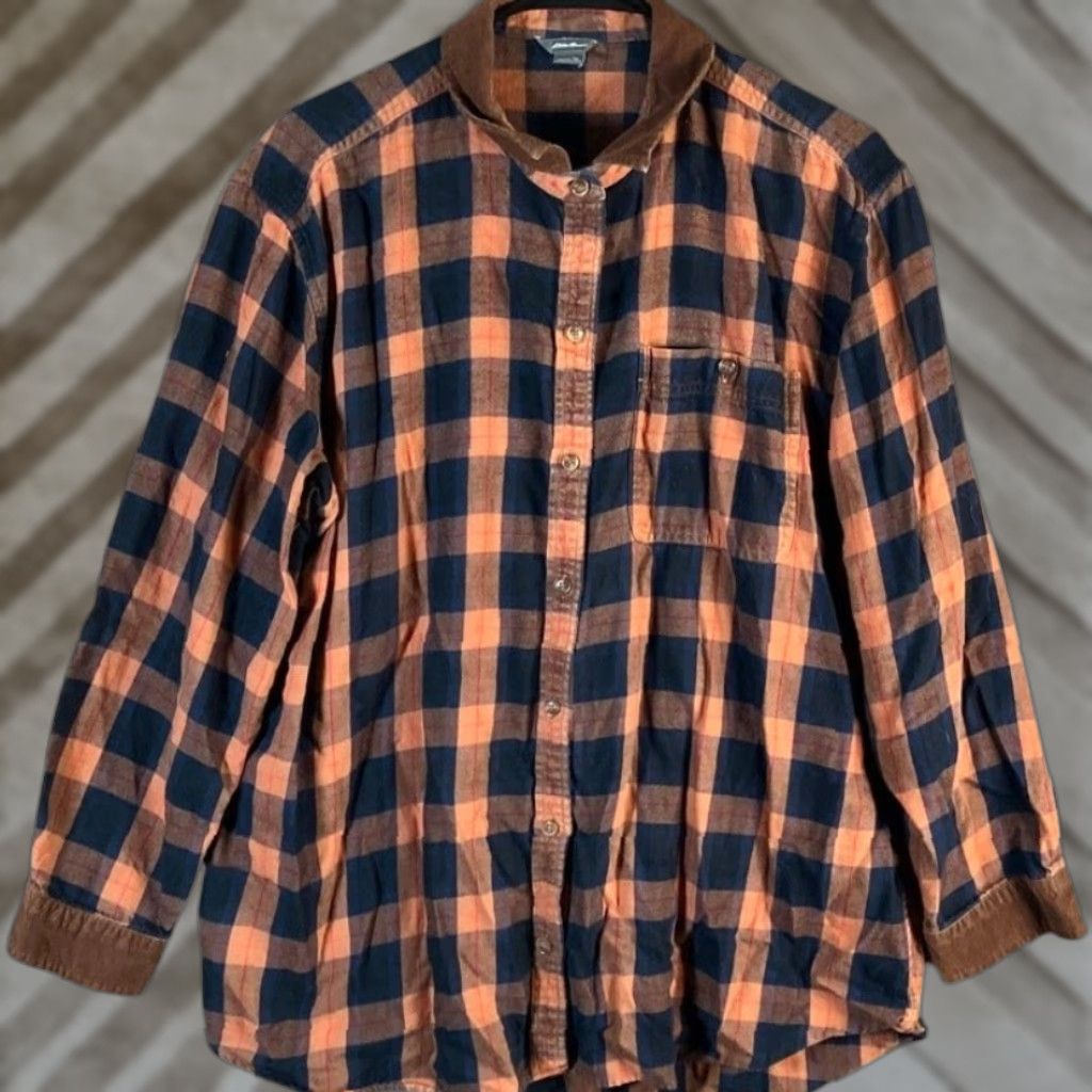 Eddie Bauer Eddie Bauer Womens Shirt Orange Multi Plaid Button Down Flannel Cotton Blend XL Size XL / US 12-14 / IT 48-50 - 1 Thumbnail