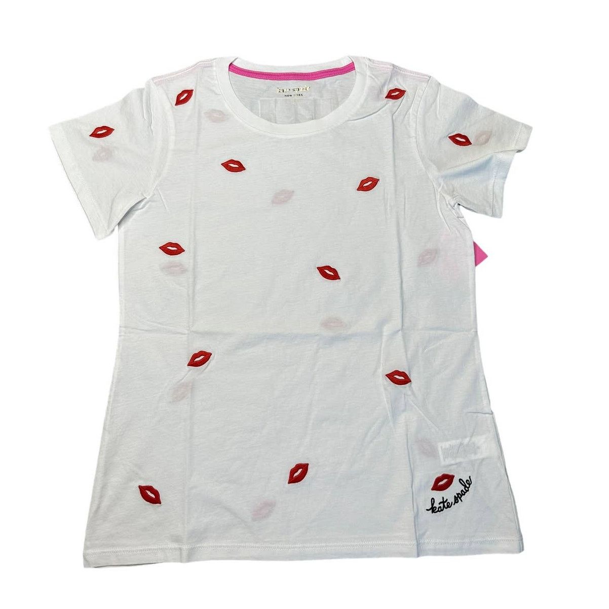 Kate Spade Embroidered Kisses Lips Tee XS T Shirt
