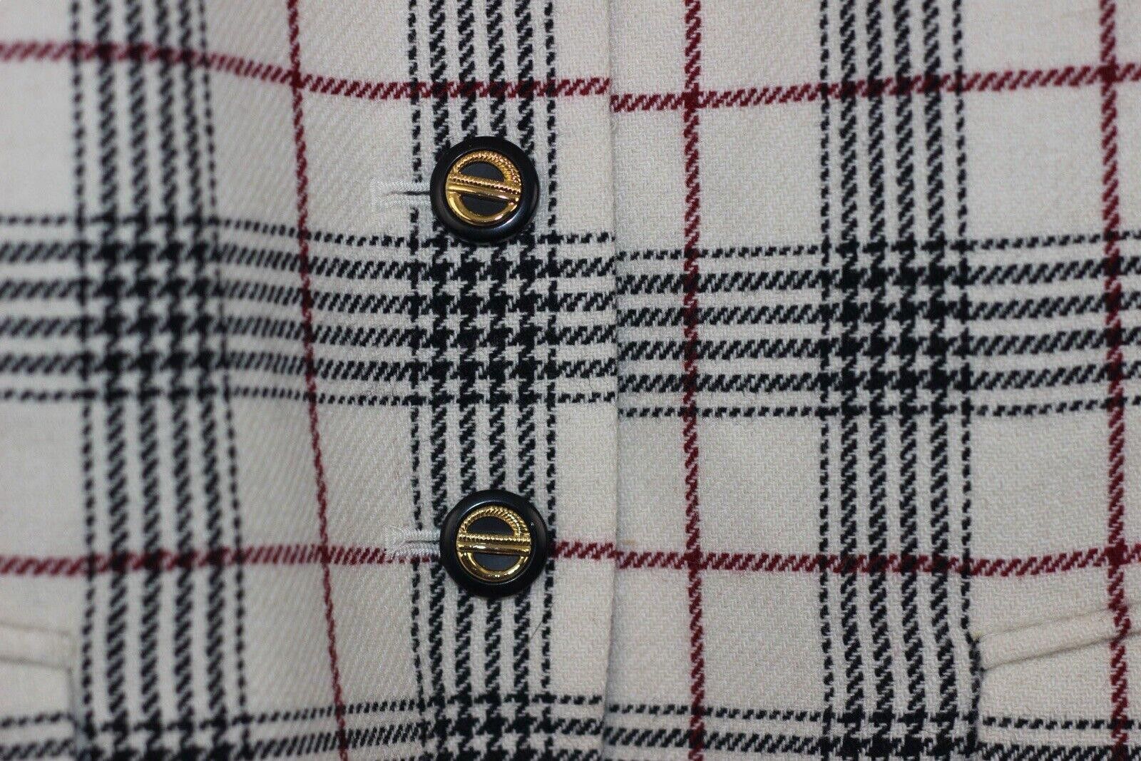 Subtle Le Nguyen VTG Le Suit 80s Cream Black Wine Houndstooth Plaid Blazer 14 Size XL / US 12-14 / IT 48-50 - 3 Thumbnail