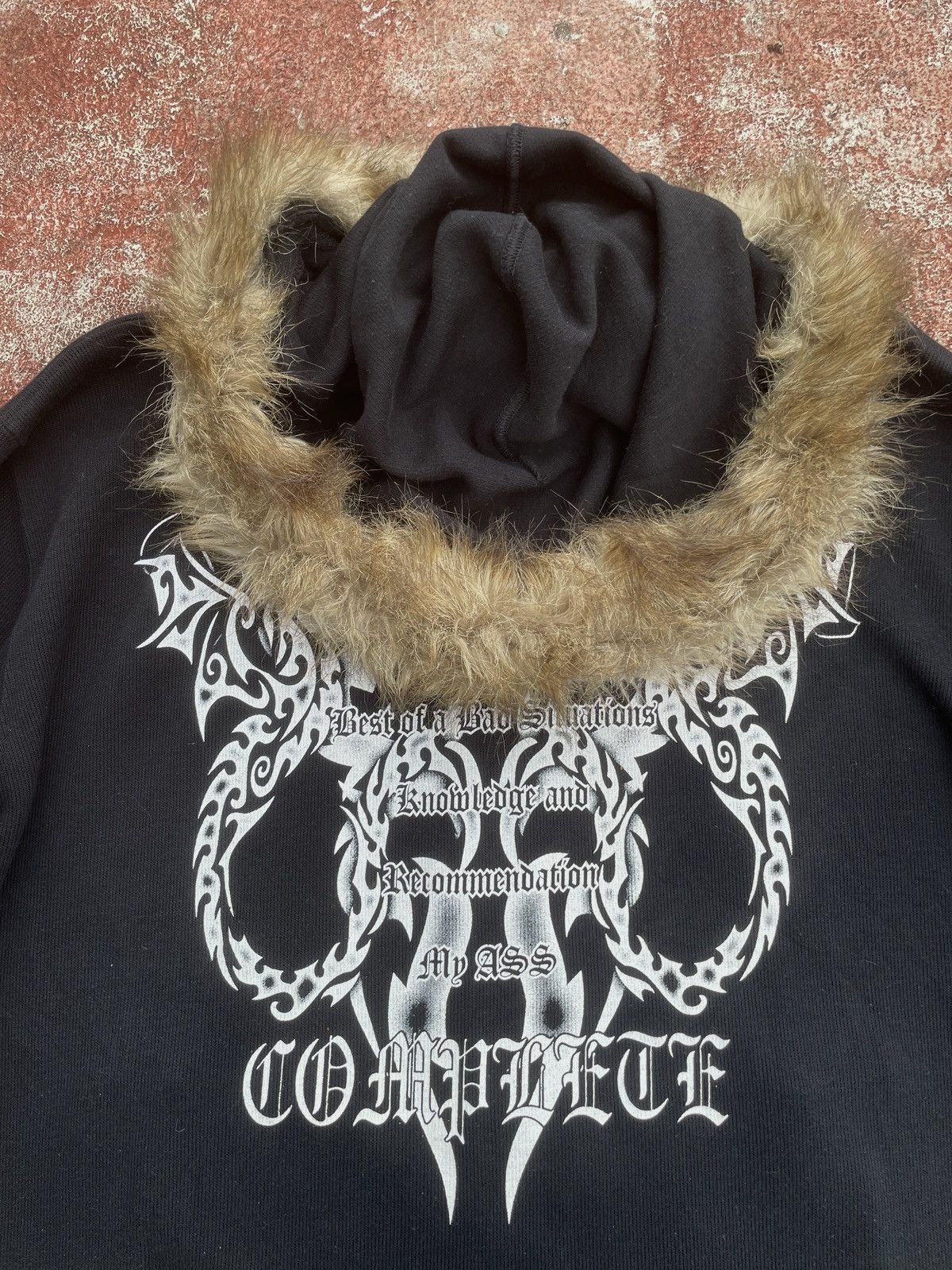 Japanese Brand 2000s Japanese arcive Fur Hoodie Karma Black Triball Gothic Size US L / EU 52-54 / 3 - 5 Thumbnail