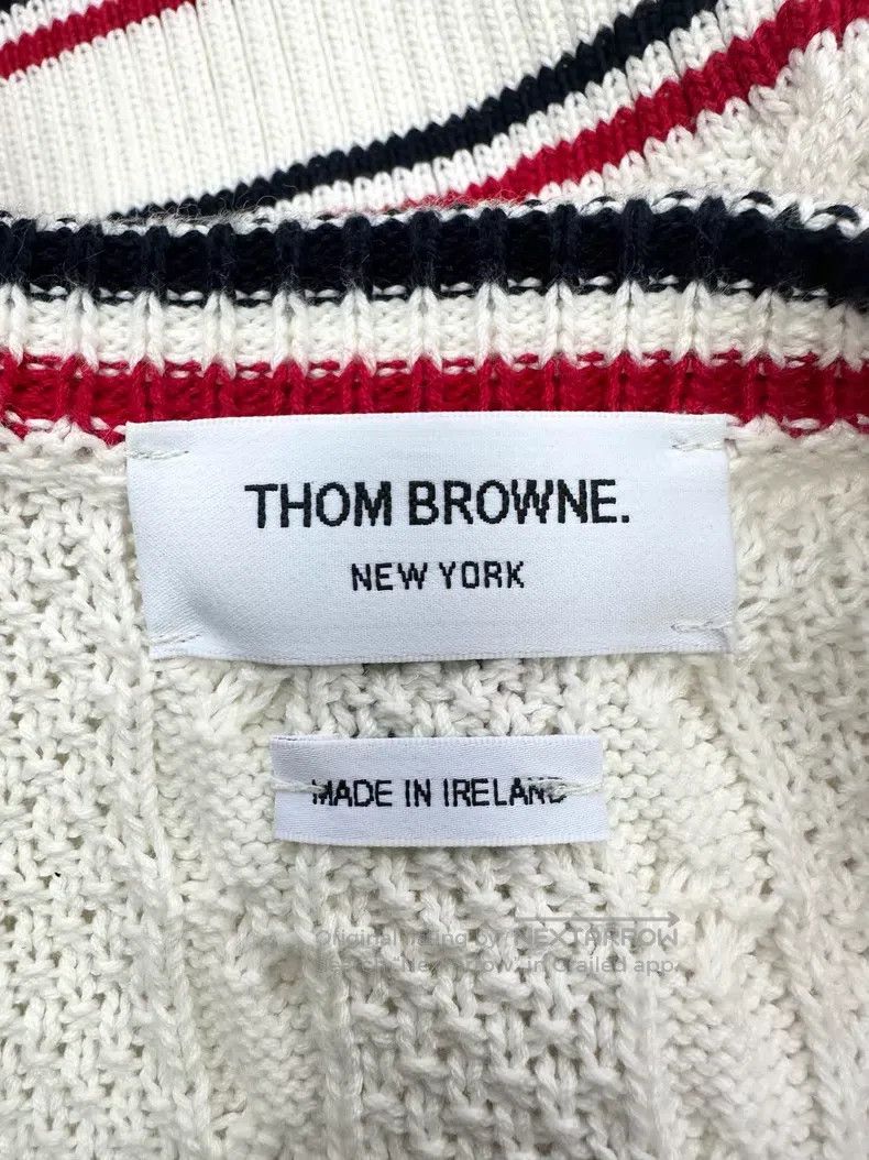 Thom Browne Thom Browne White Striped Wool Knit Open Cardigan Jacket Size US XS / EU 42 / 0 - 3 Thumbnail