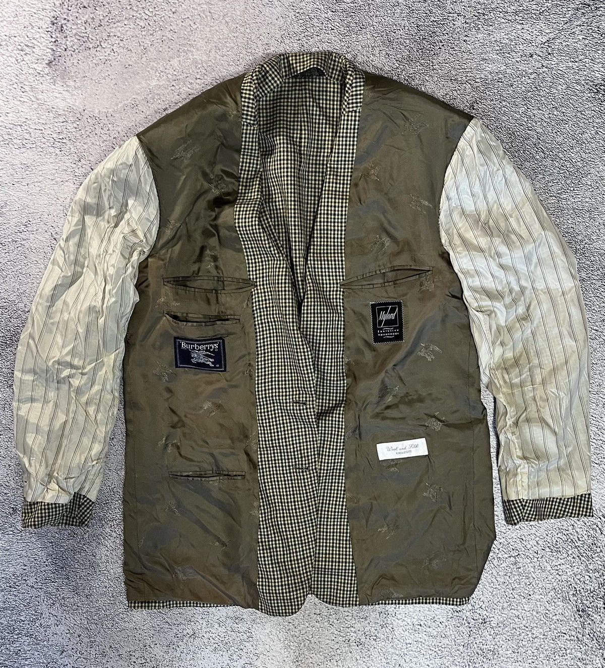 Burberry Prorsum Vtg Burberrys Blazer Jacket 54 US44 Wool Silk Check Germany Size 44R - 7 Thumbnail