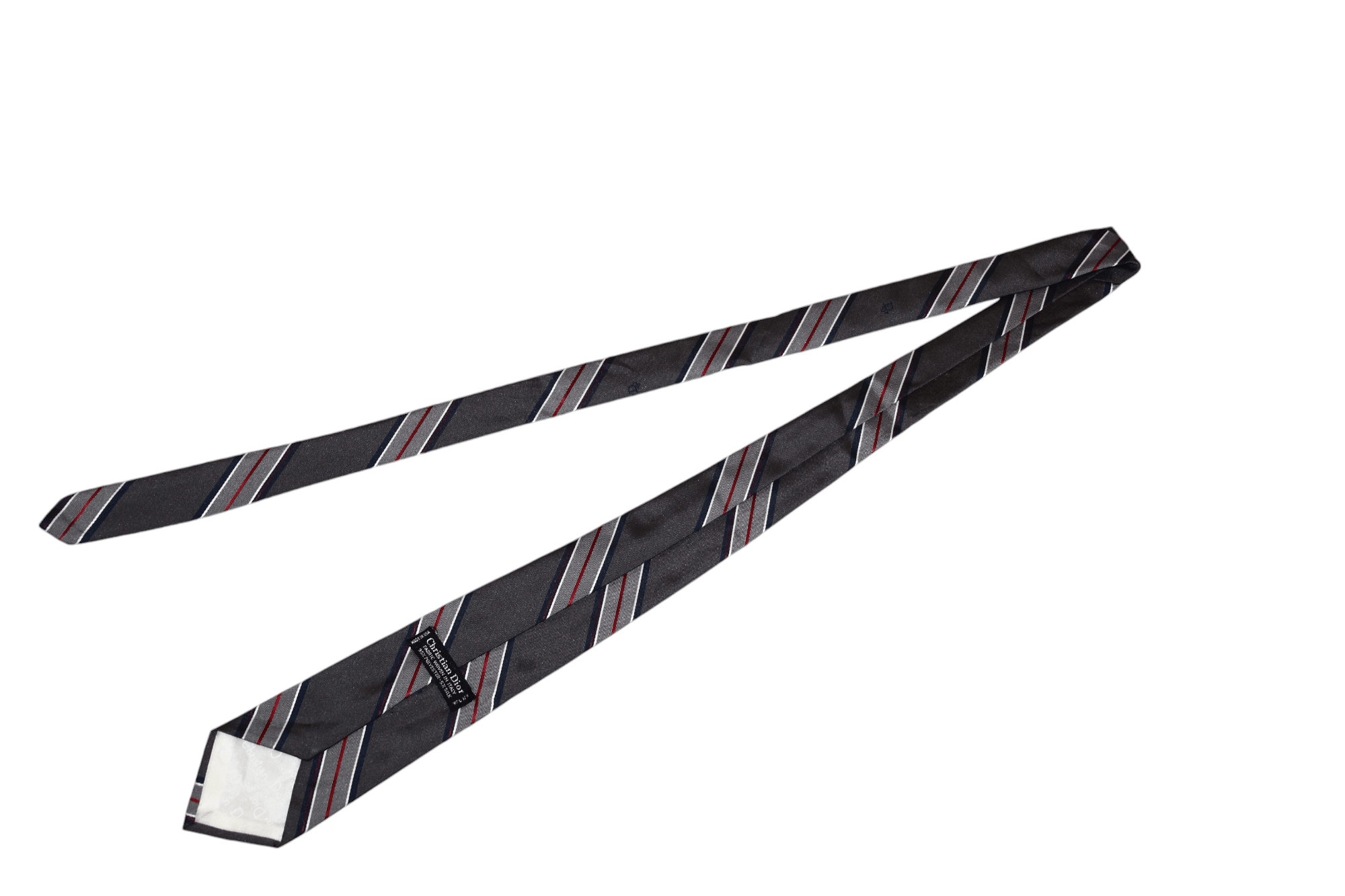 Christian Dior Monsieur Vtg Christian Dior Black Label USA made red-grey stripes tie Size ONE SIZE - 5 Thumbnail