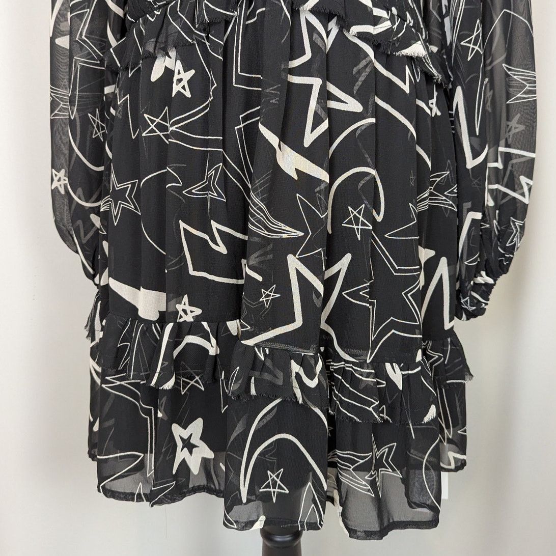 Asos ASOS Design Ruffled Long Sleeve Mini Dress Black White 8 Size M / US 6-8 / IT 42-44 - 15 Thumbnail