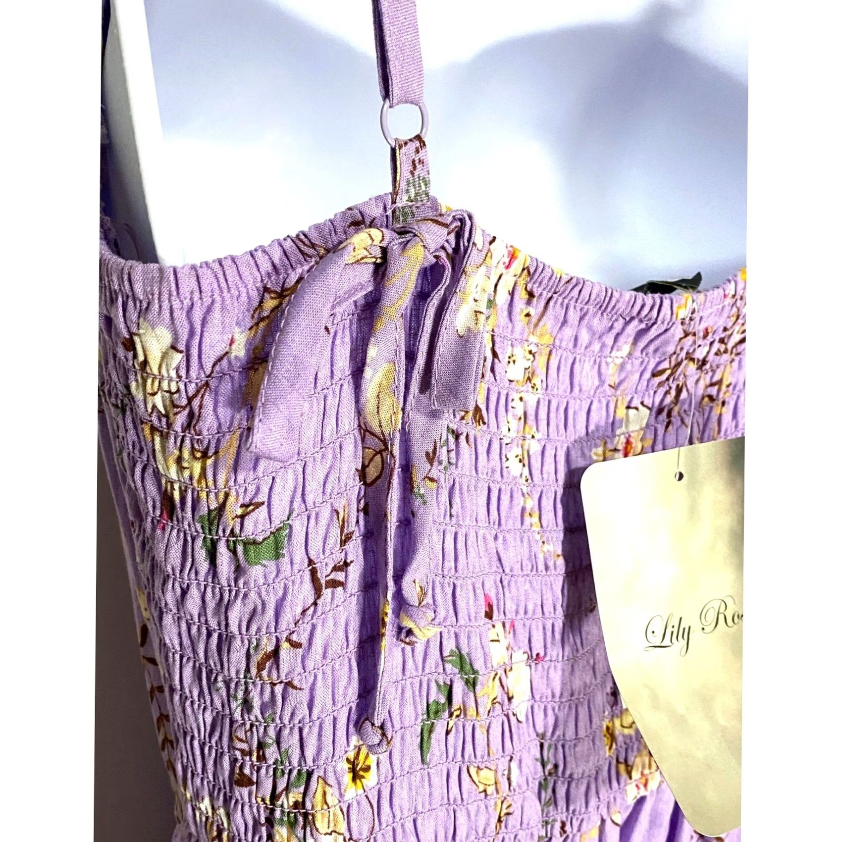 Vintage Lily Rose Squareneck Molded Cup Side Slit Midi Dress Juniors S Floral Coquette Forest Fairy NWT Size S / US 4 / IT 40 - 4 Thumbnail