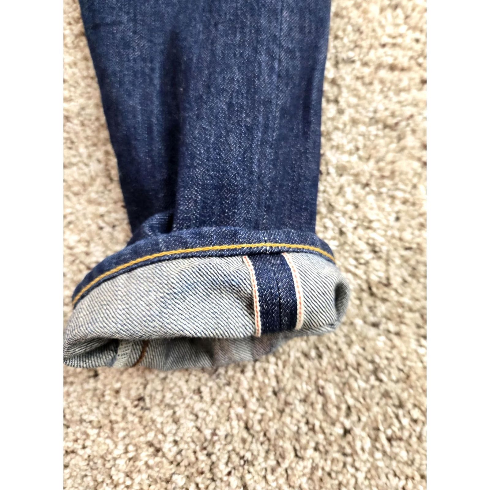 Railcar Fine Goods VINTAGE Railcar Skinny Jeans Womens Size 25 Blue Selvedge Low Rise Straight Leg USA Made Size 42" / US 20 - 3 Thumbnail