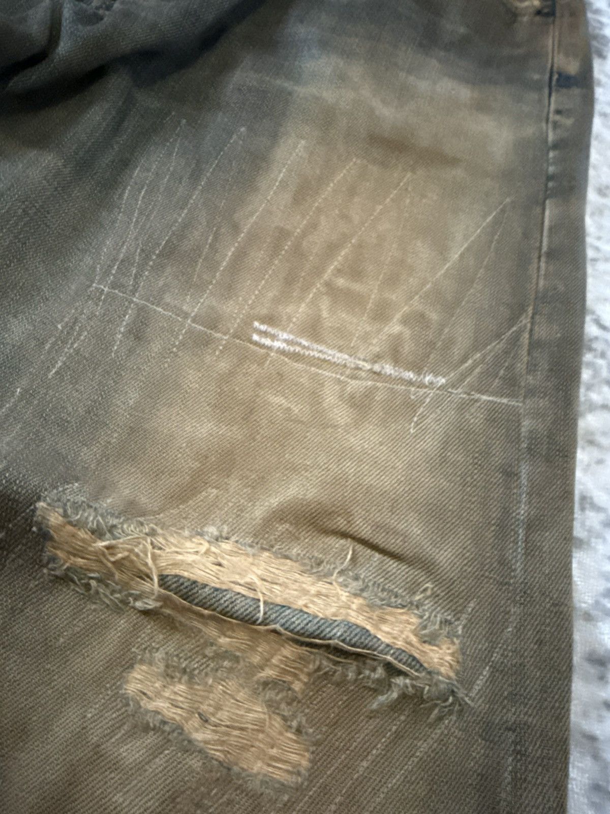 Edwin Vintage Edwin 505 Mud Wash Distressed Repaired Loose Jeans Size US 32 / EU 48 - 10 Thumbnail
