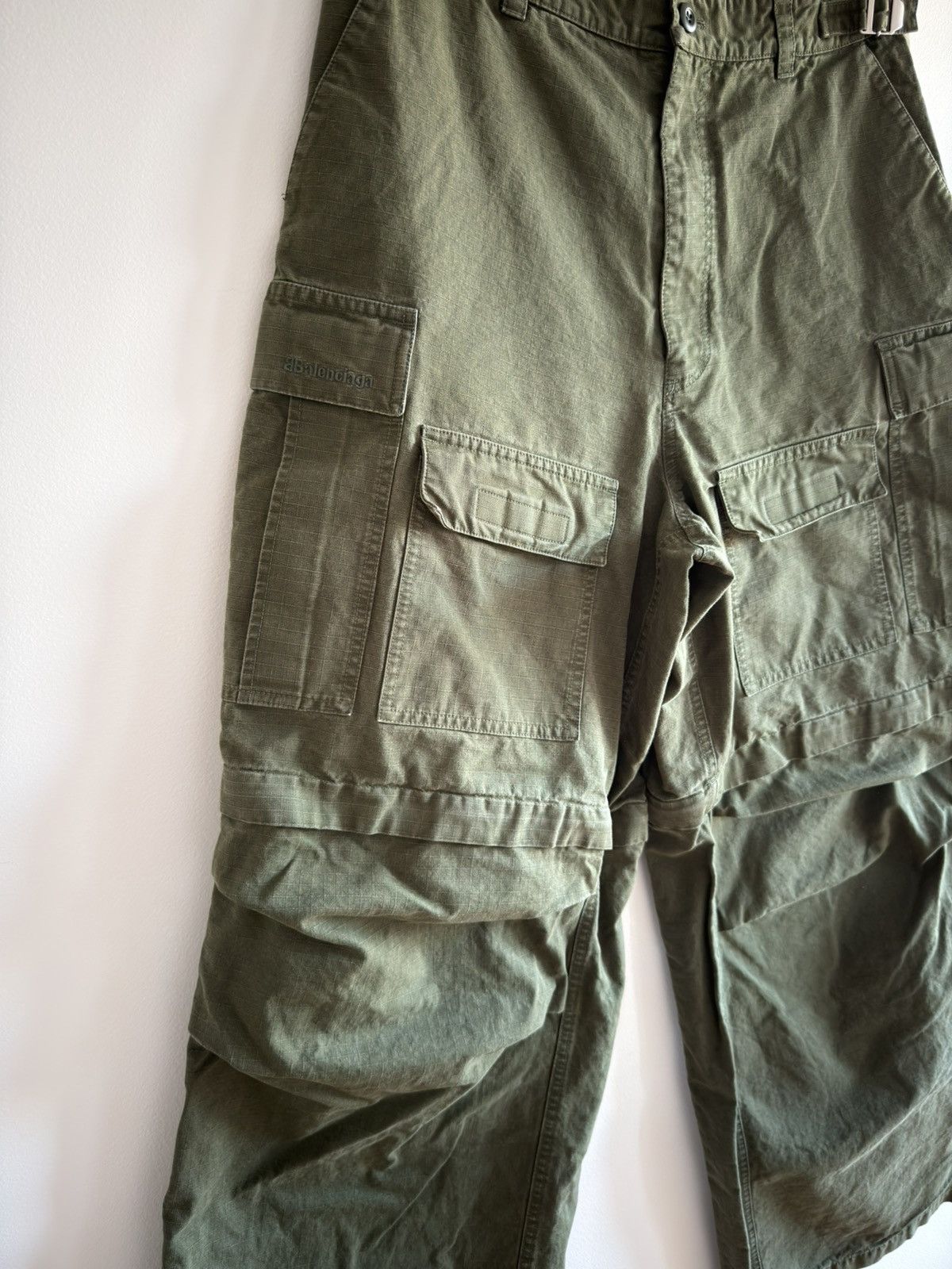 Balenciaga *DEMNA* BALENCIAGA RIPSTOP CARGO BAGGY PANTS Sz 48 green Size US 32 / EU 48 - 3 Thumbnail