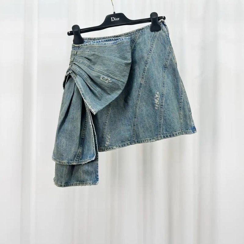 Miu Miu Blue Denim Skirt with Logo 0089