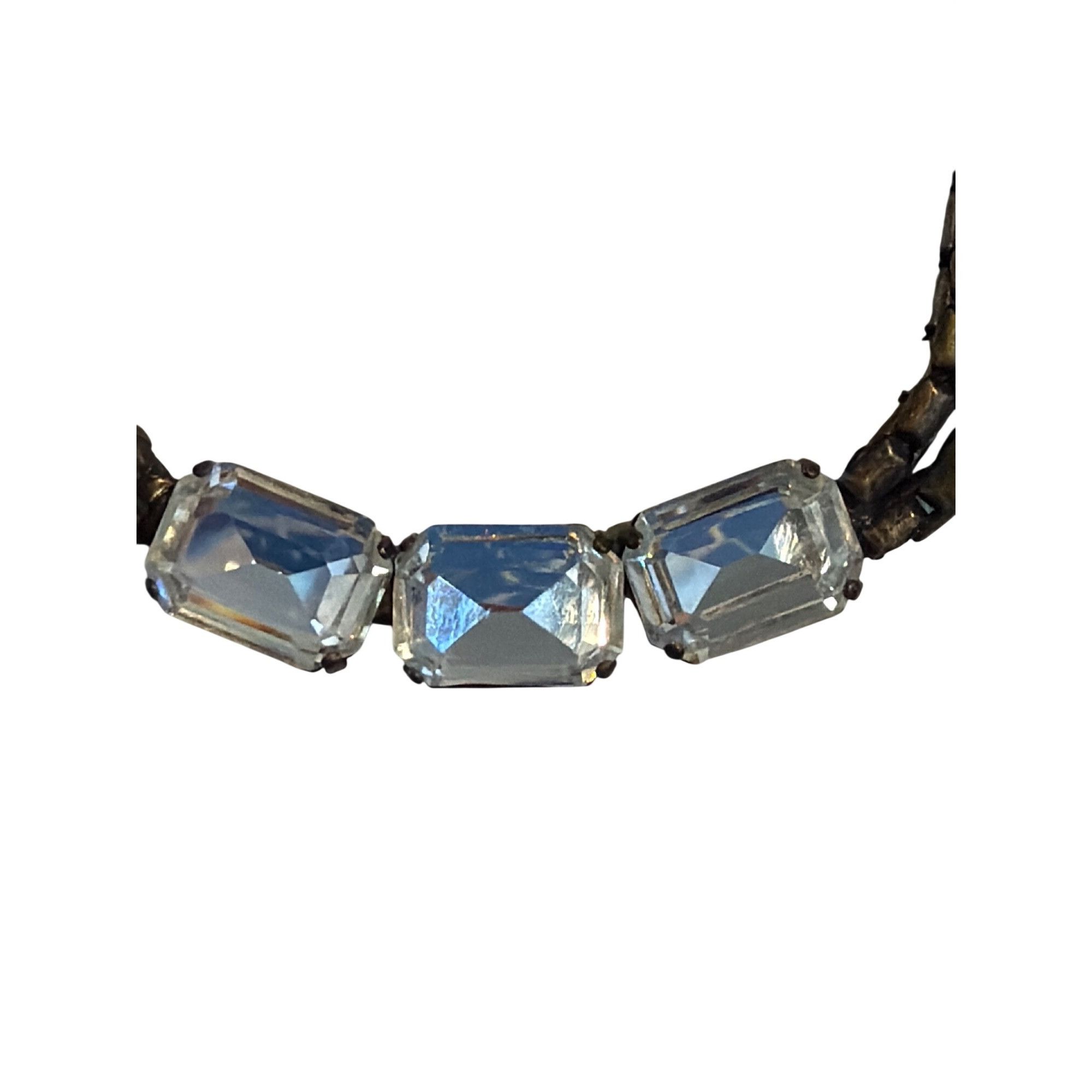 J.Crew Vtg J Crew Bronze Tone Necklace Brilliant Clear Rhinestones Size ONE SIZE - 2 Thumbnail