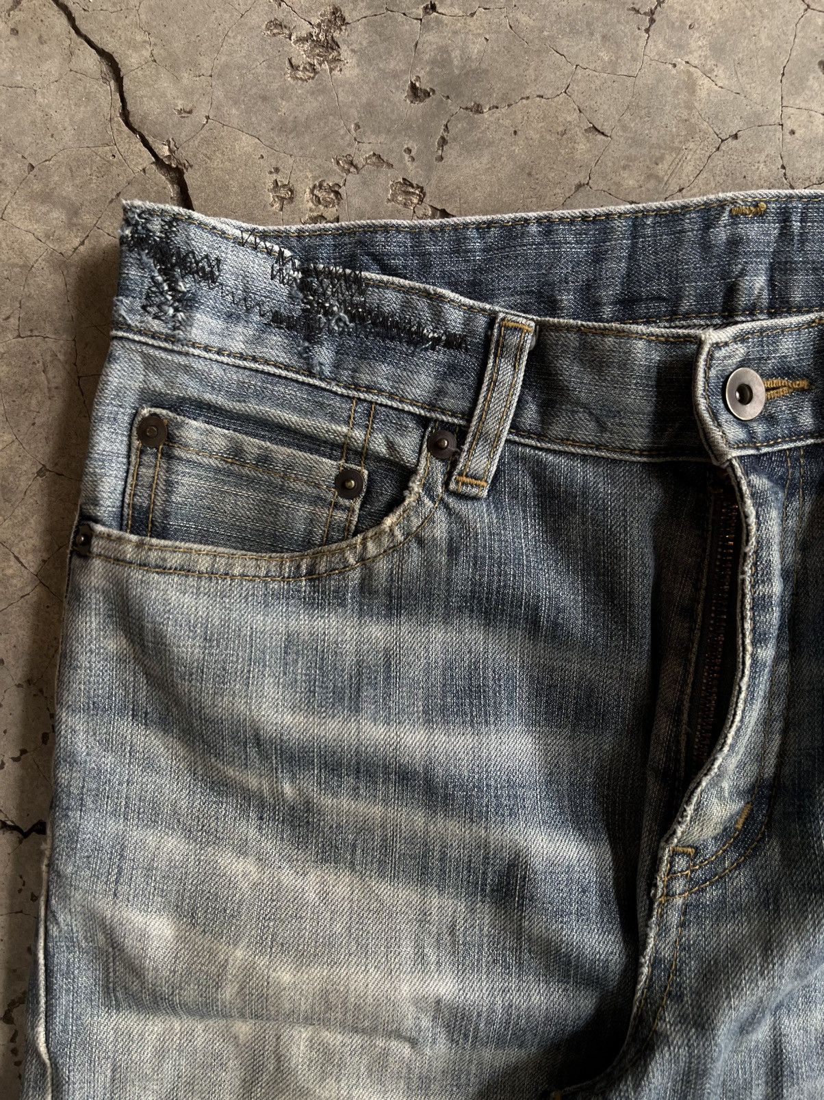 Vintage Thrashed Repaired Vintage Bootcut Denim Jeans Distressed Size US 30 / EU 46 - 5 Thumbnail