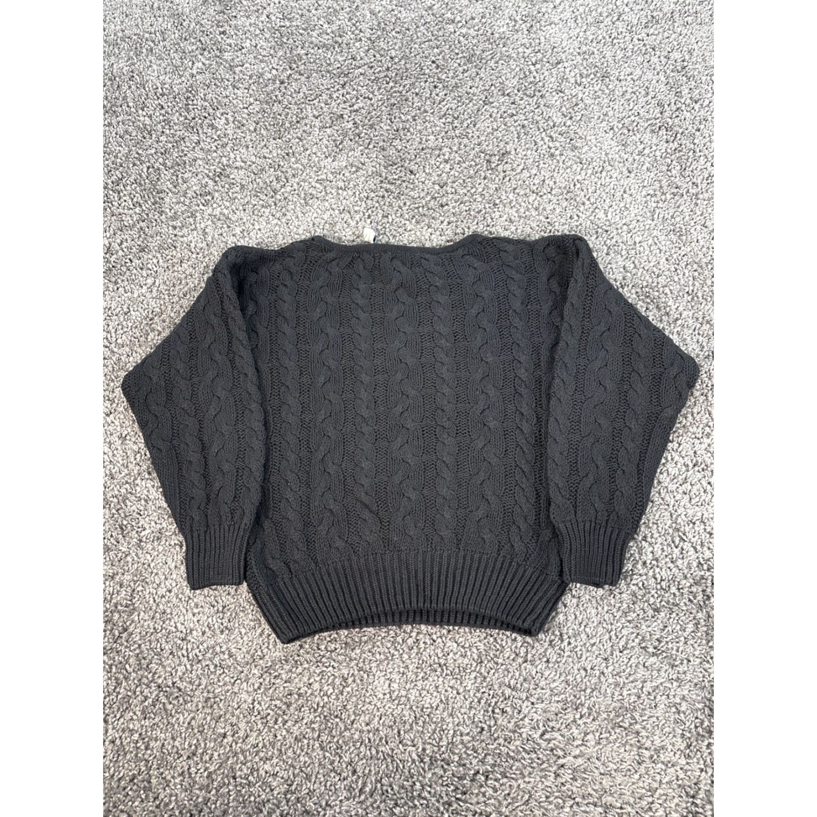Vintage VINTAGE Karen Scott Sweater Womens L Cable-Knit Cotton Fisherman Crew Neck Black 90s Mens Women Boys Girls Size L / US 10 / IT 46 - 5 Thumbnail