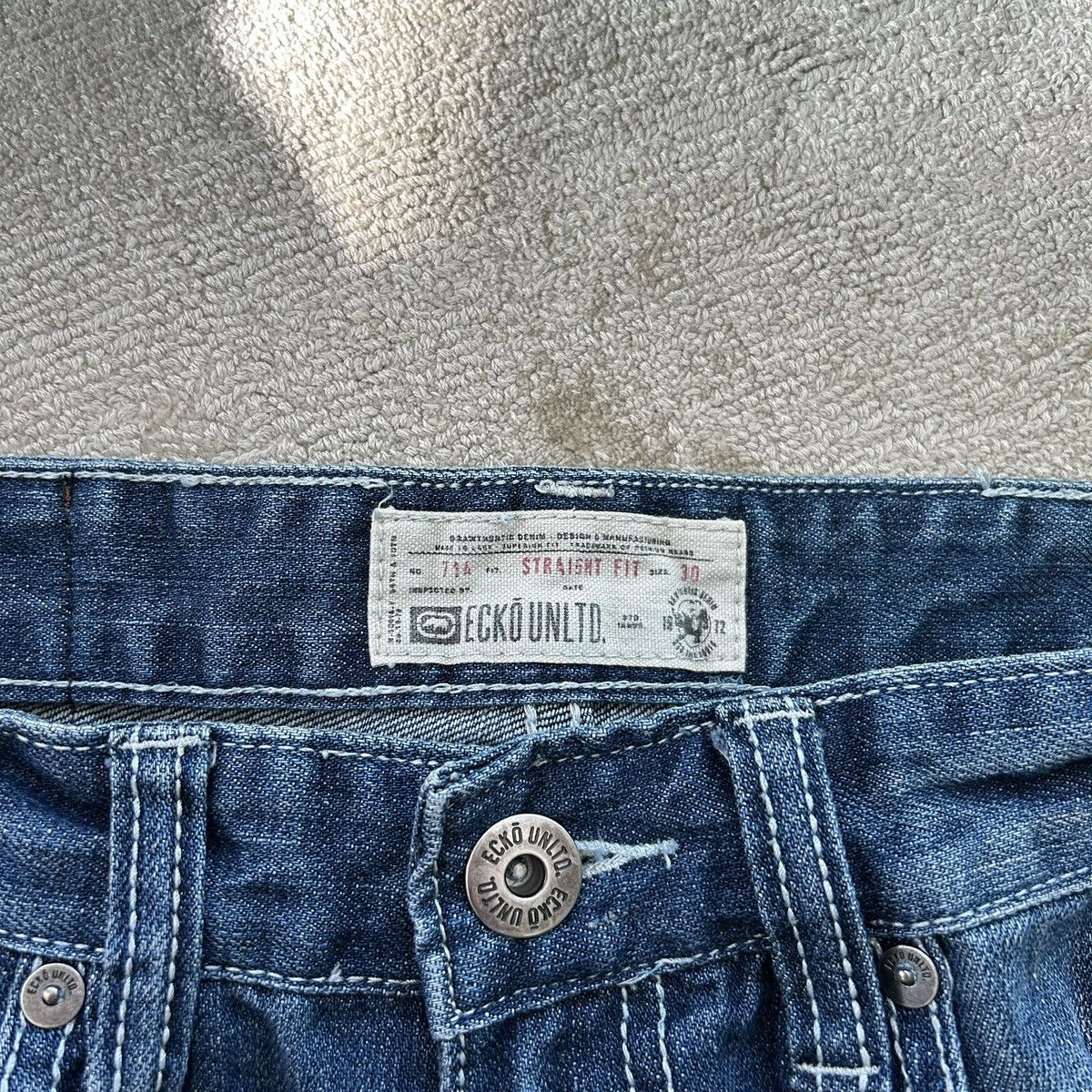 Ecko Unltd. Ecko UNLTD Text Print Denim Jeans Size US 30 / EU 46 - 7 Thumbnail