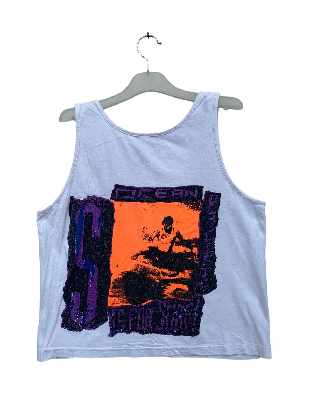 image of Surfing Ocean Pacific Tank Top in White, Men's (Size Large)