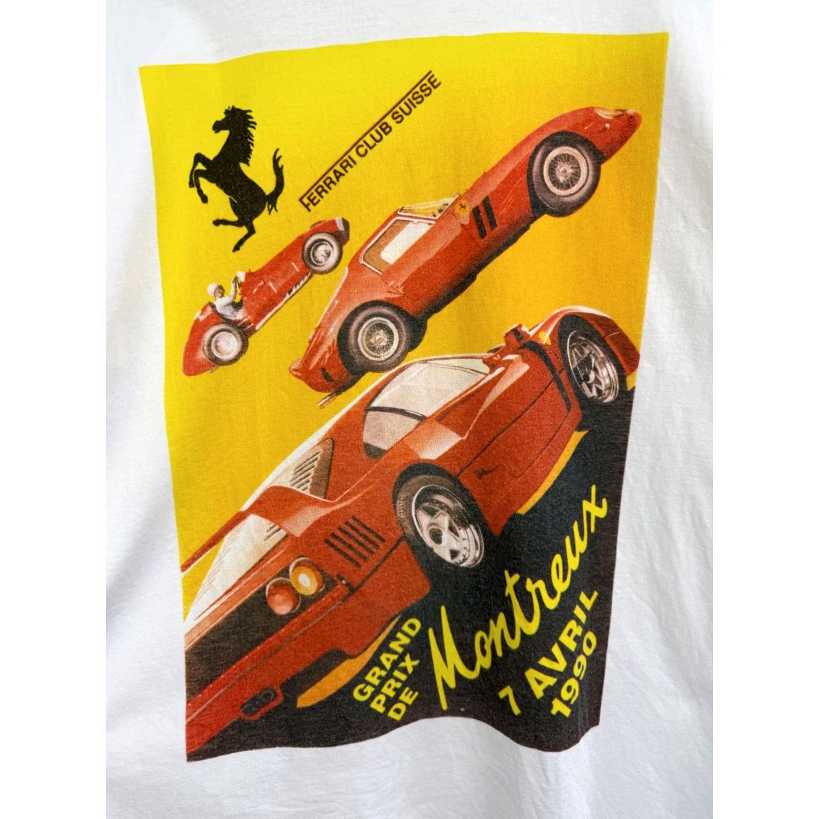 Vintage VINTAGE Ferrari Club Suisse Grand Prix De Montreux T-Shirt L White Mens XS? No Size US L / EU 52-54 / 3 - 4 Thumbnail
