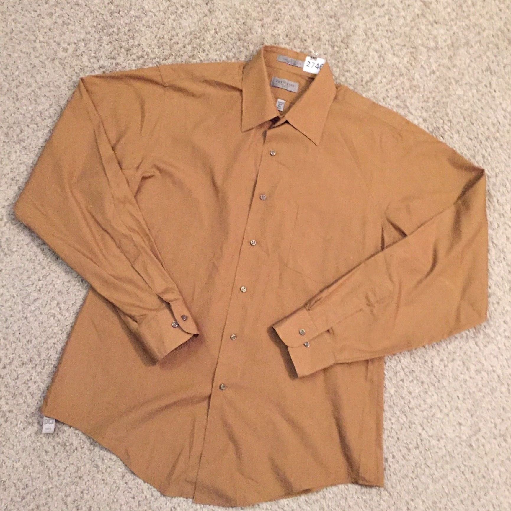Van Heusen Van Heusen Button-Up Shirt Mens 16.5 Brown Long Sleeve Button-Front Collared Cotton Blend Regular 16.5 Mens Brown Shirt Size US XL / EU 56 / 4 - 2 Thumbnail
