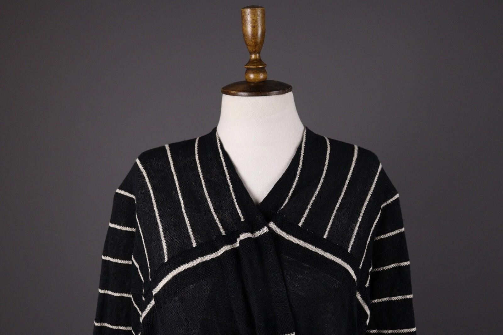 Designer Gudrun Sjoden Black Linen Stripe Knit Sweater Size S / M Size M / US 6-8 / IT 42-44 - 2 Thumbnail