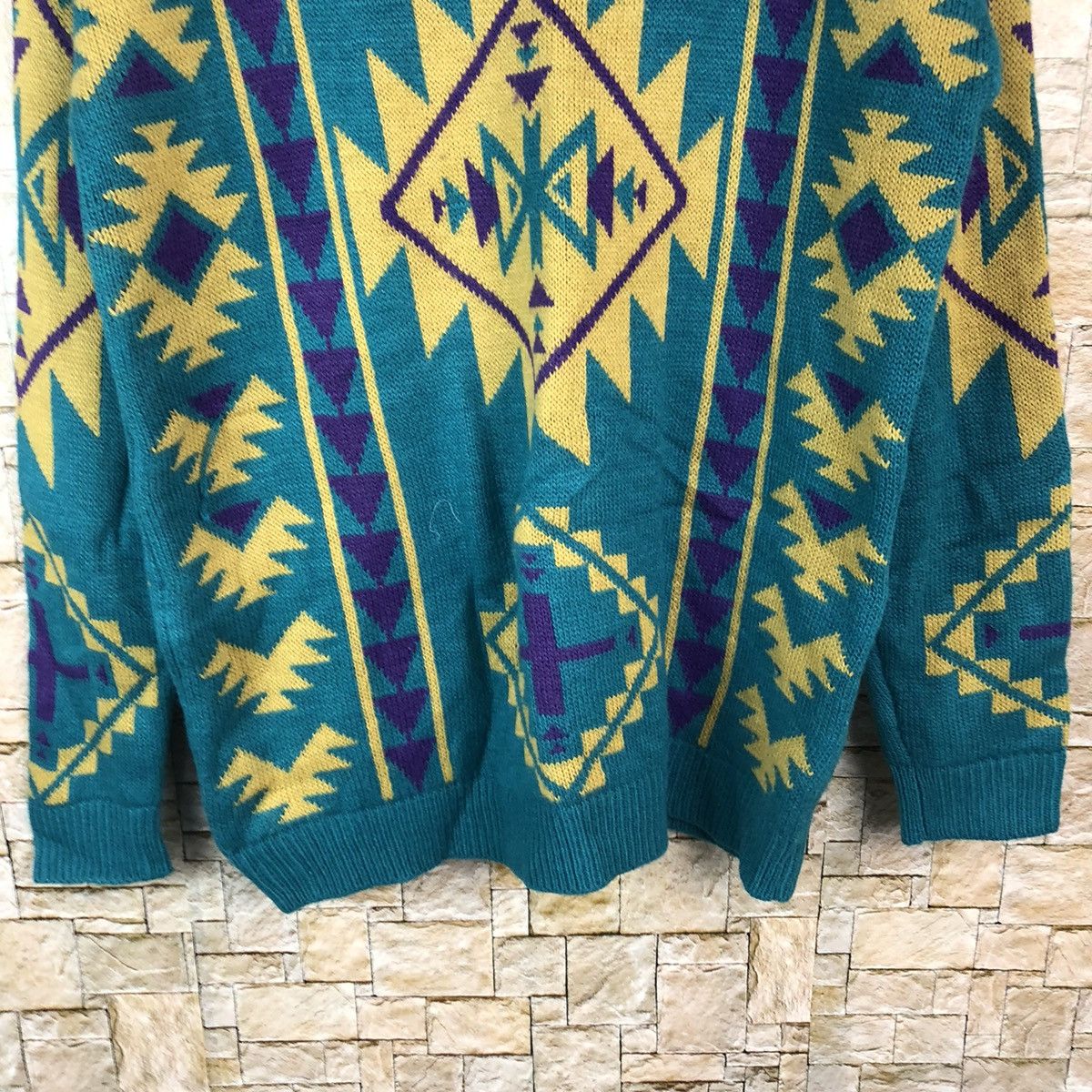 Japanese Brand Anap navajo art Blue sweatshirt Knitwear #A1092 Size US L / EU 52-54 / 3 - 6 Thumbnail