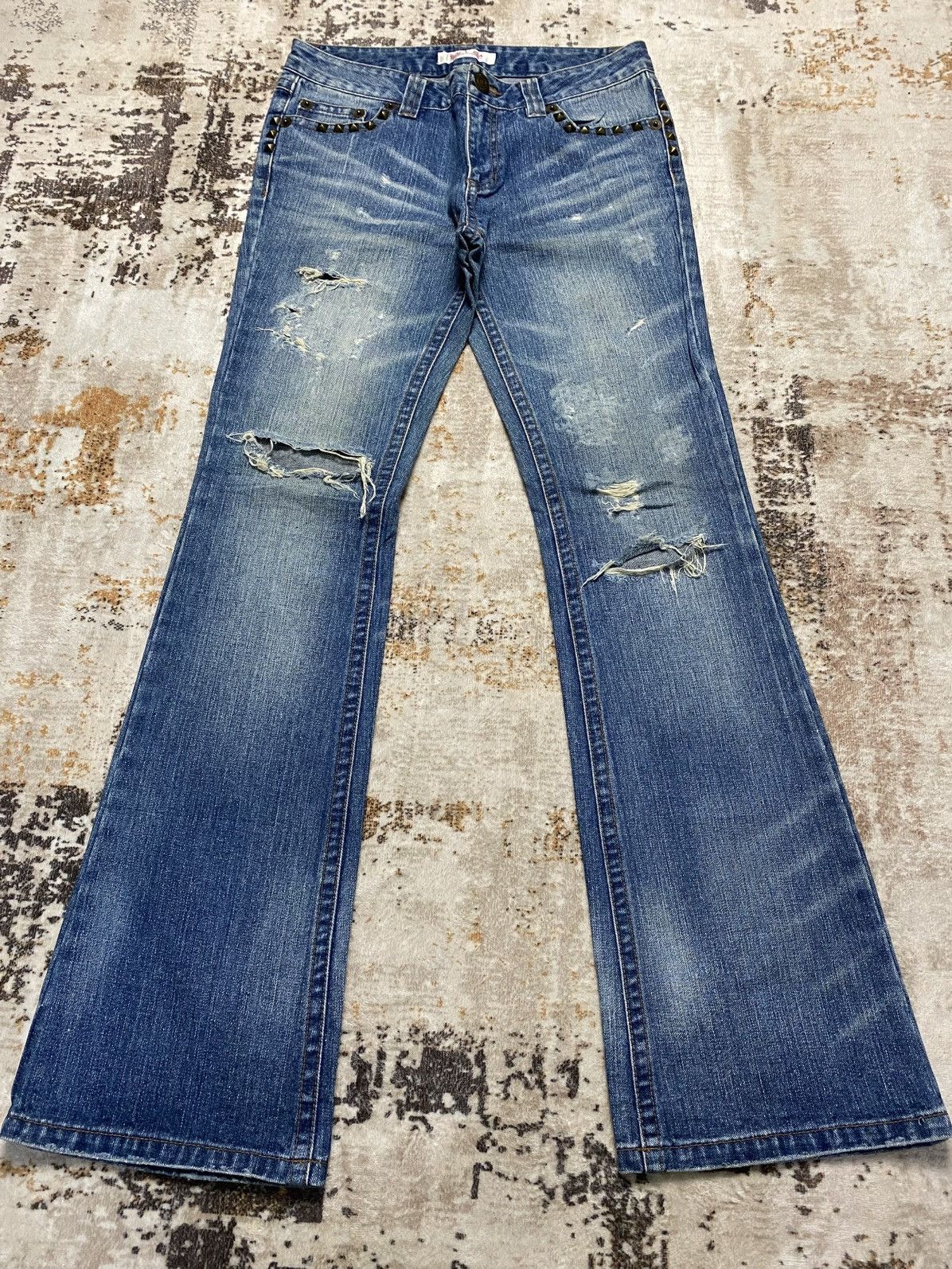 Acne Studios Japanese Distress BootCut Jeans Size 30" / US 8 / IT 44 - 1 Thumbnail