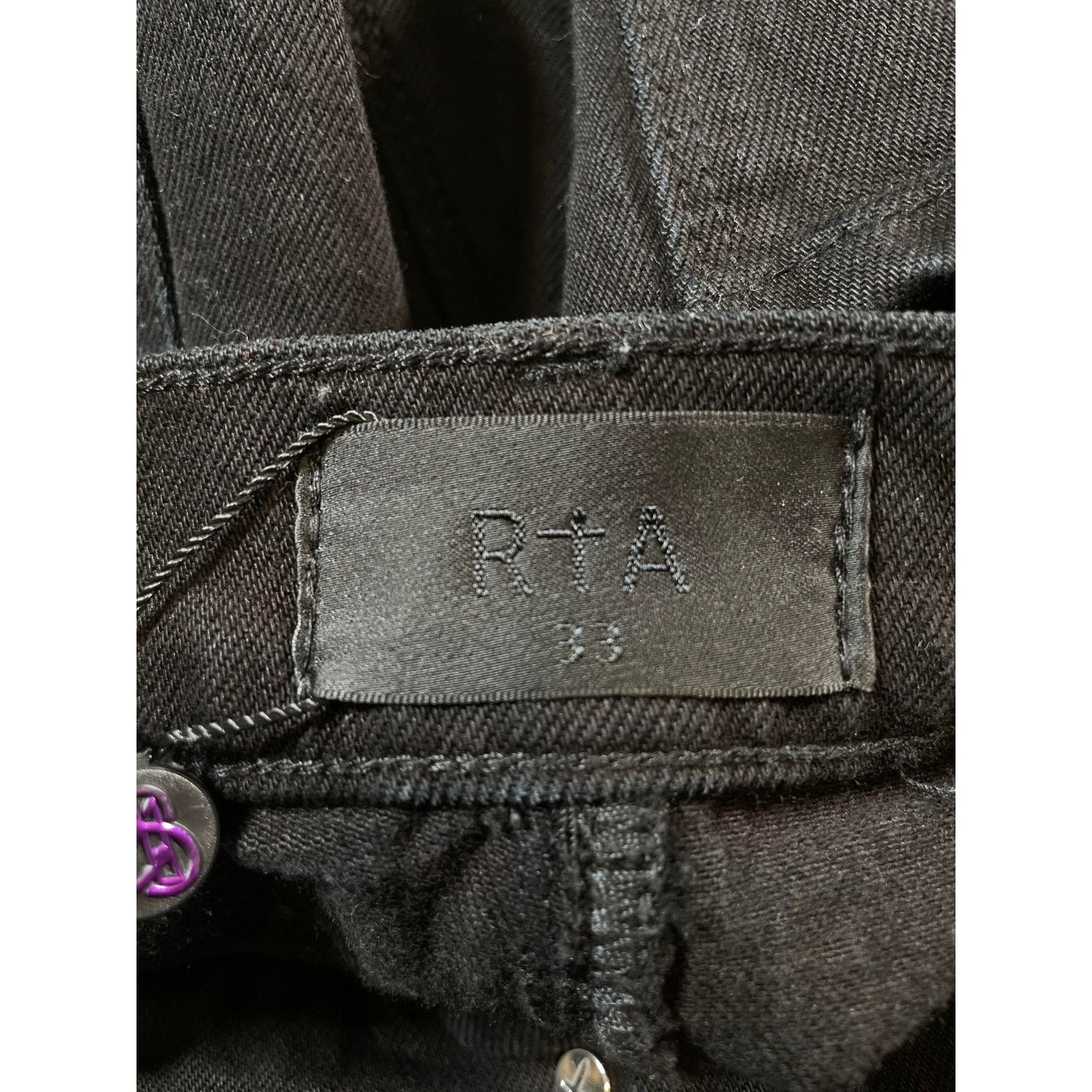 Rta RTA Metal Pin Baggy Black Jeans Size US 33 - 3 Thumbnail