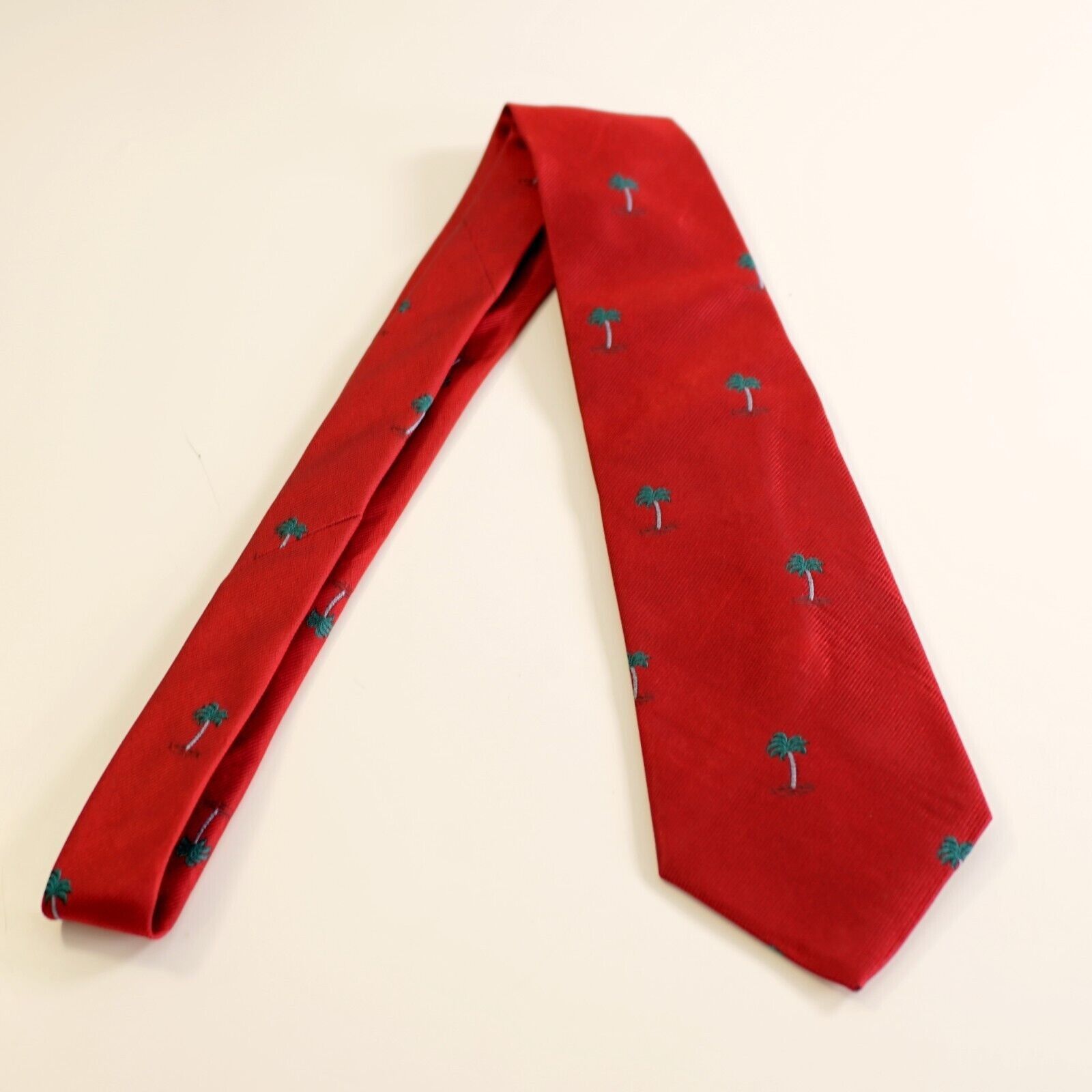 Huntington Huntington Red Woven Palm Tree Silk Tie Size ONE SIZE - 5 Thumbnail