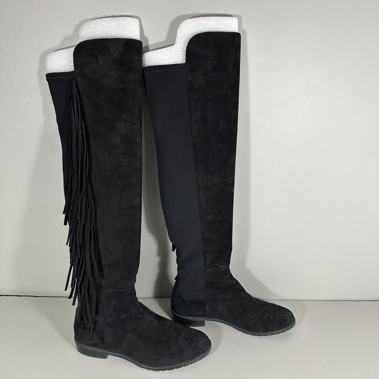 Stuart Weitzman Stuart Weitzman Mane Fringe Black Suede Over-the-Knee Boots Size US 6 / IT 36 - 5 Thumbnail